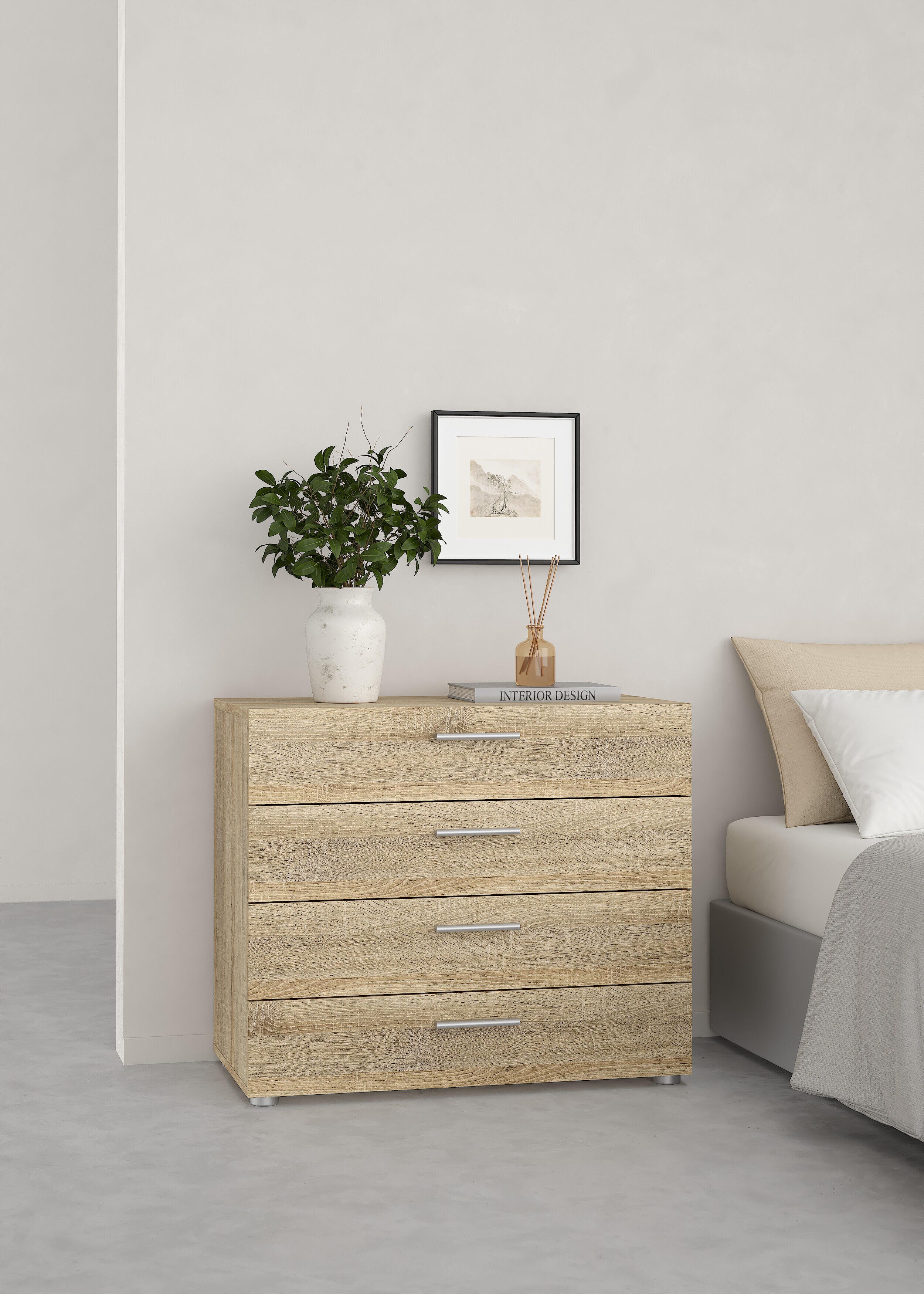 Tvilum Austin 4 Drawer Chest of Drawers, Oak, rollover