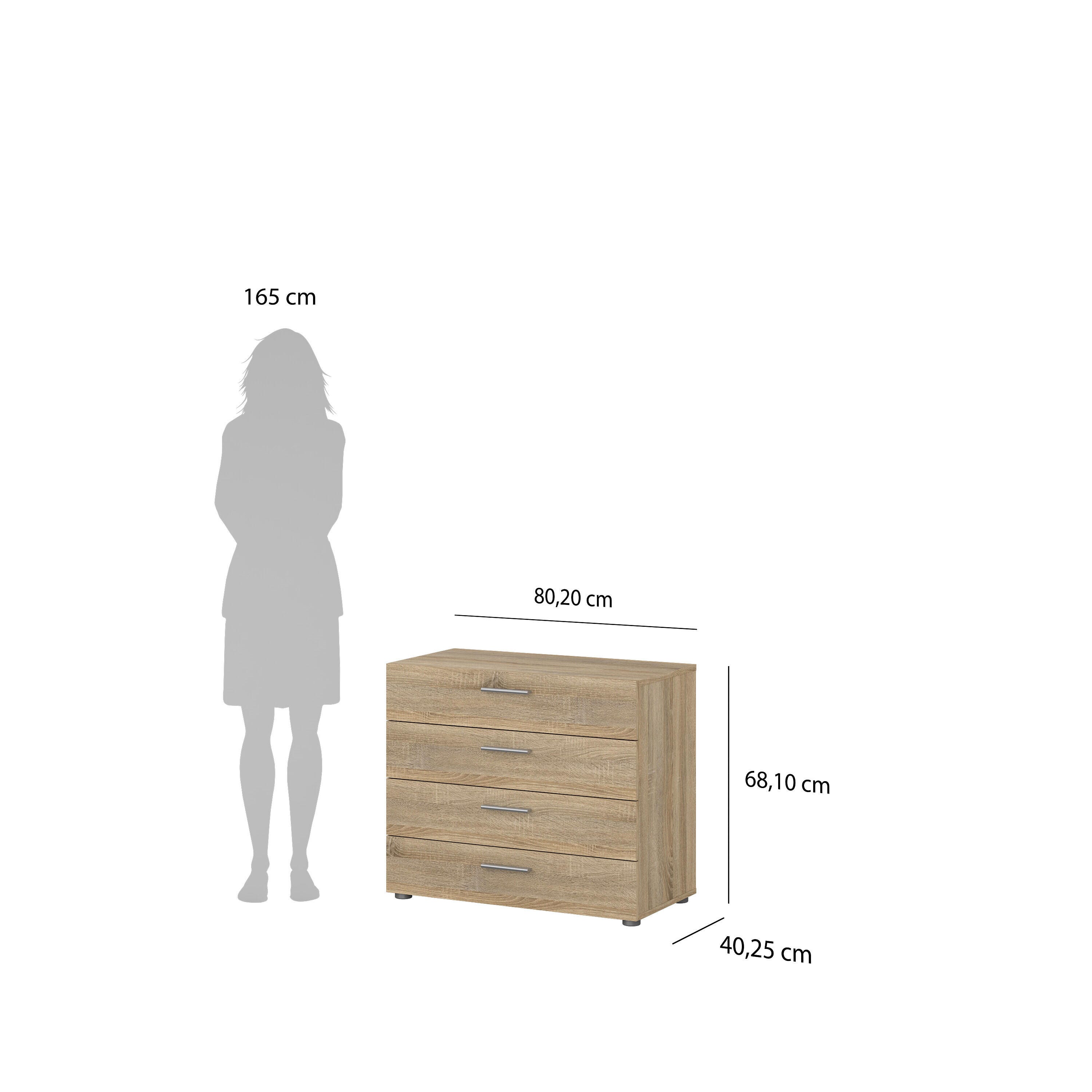 Tvilum Austin 4 Drawer Chest of Drawers, Oak, large