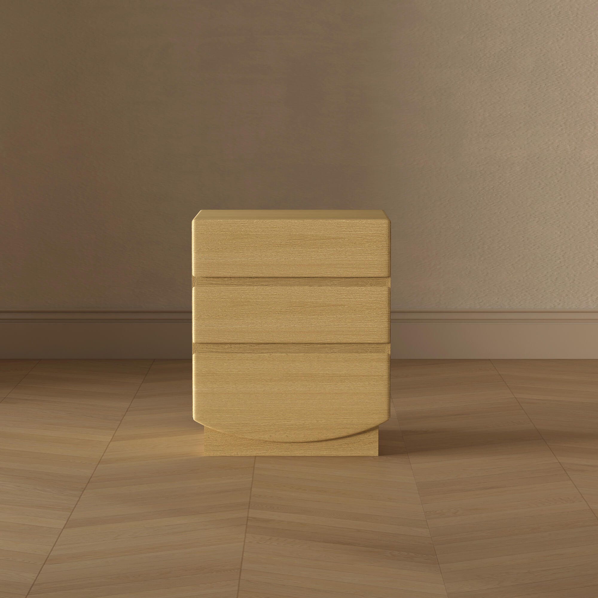 Manhattan Comfort Ardea 20" 3 Drawer Nightstand, Natural Oak, large