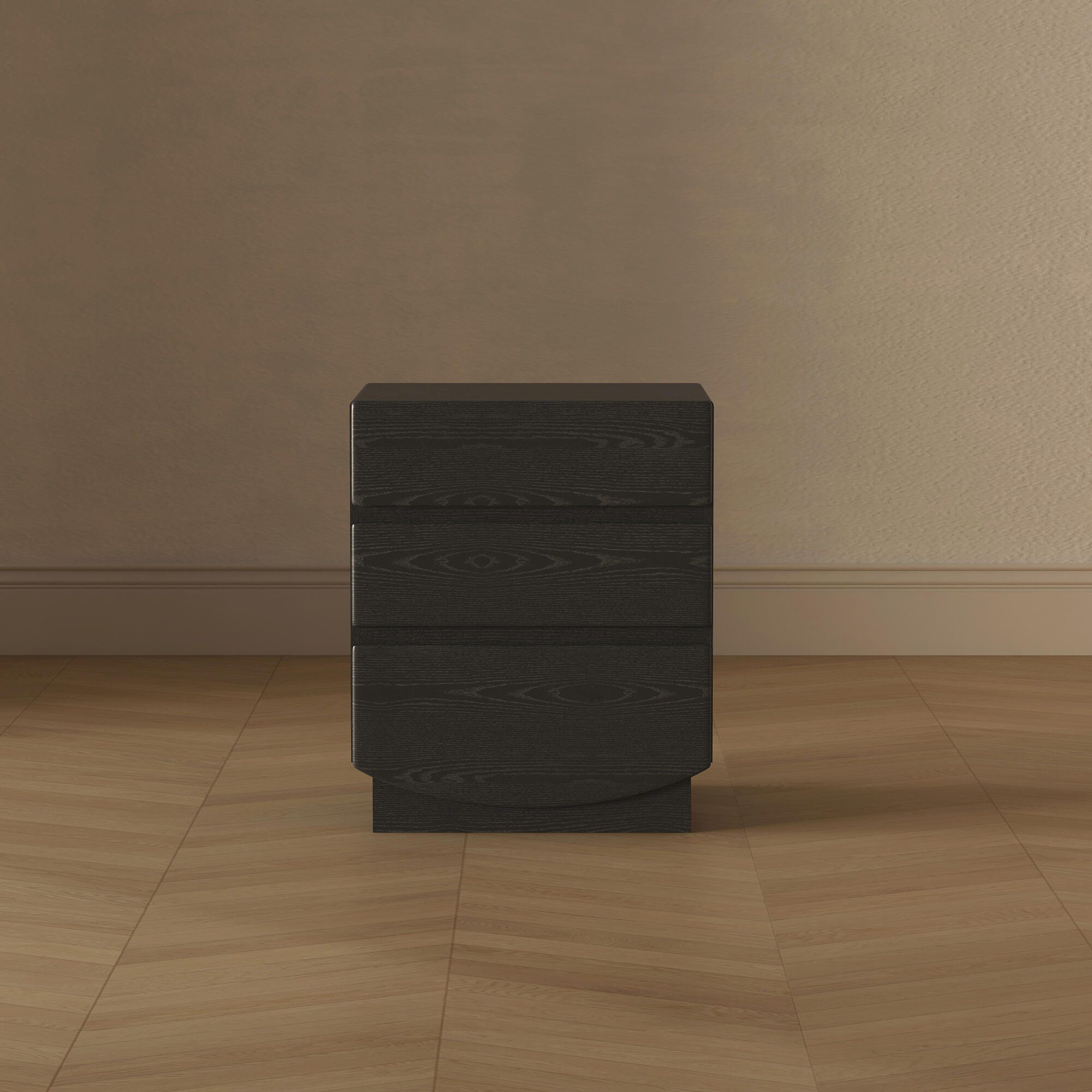 Manhattan Comfort Ardea 20" 3 Drawer Nightstand, Black, large