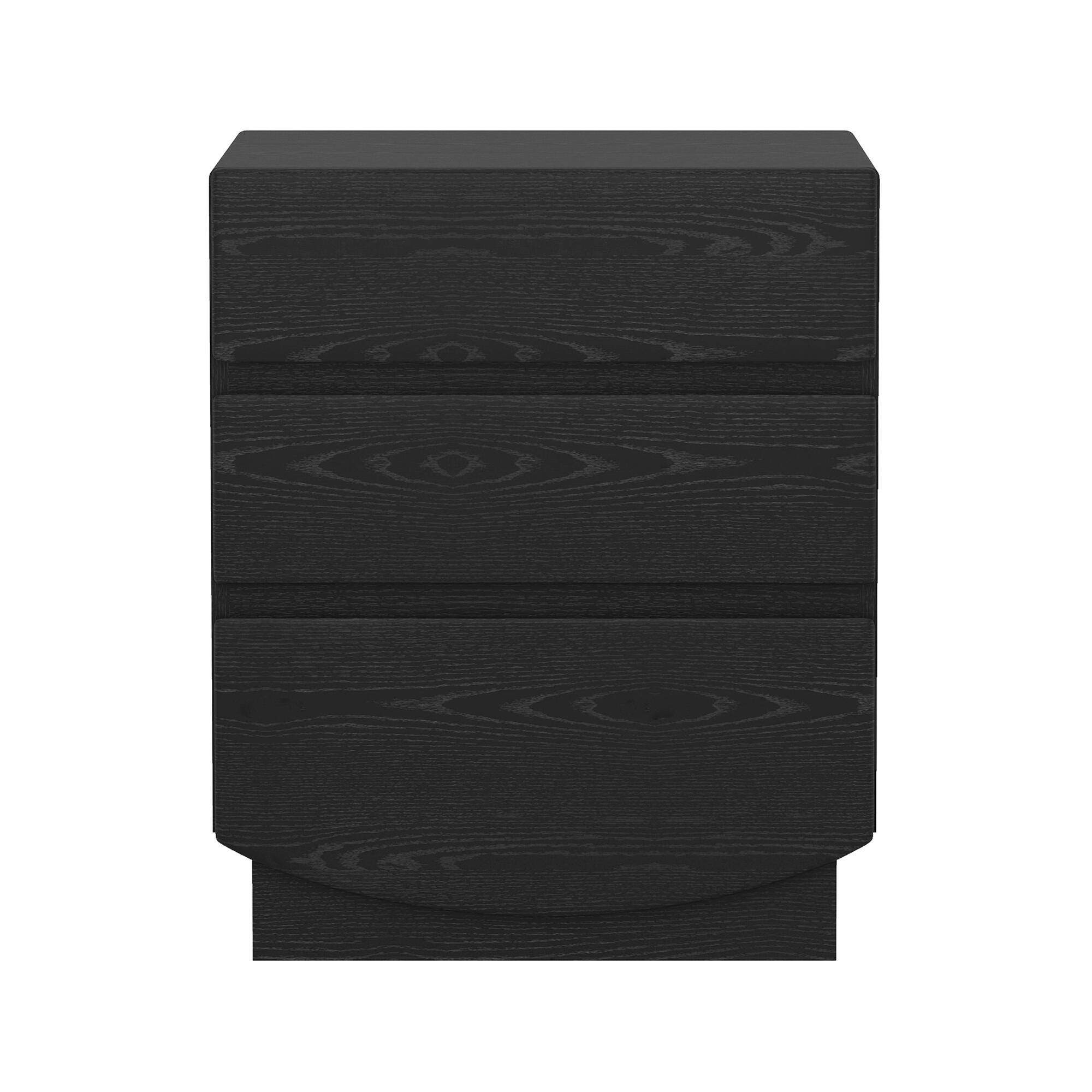 Manhattan Comfort Ardea 20" 3 Drawer Nightstand, Black, large