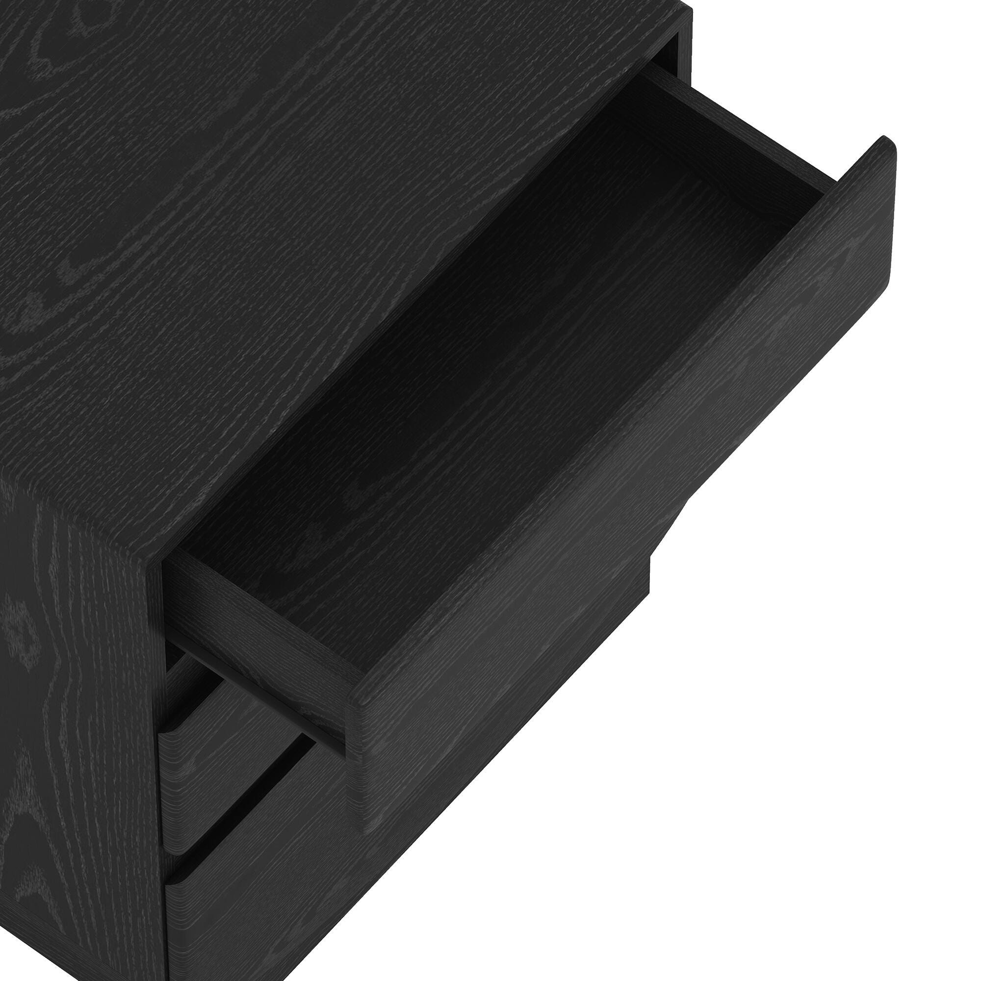 Manhattan Comfort Ardea 20" 3 Drawer Nightstand, Black, large