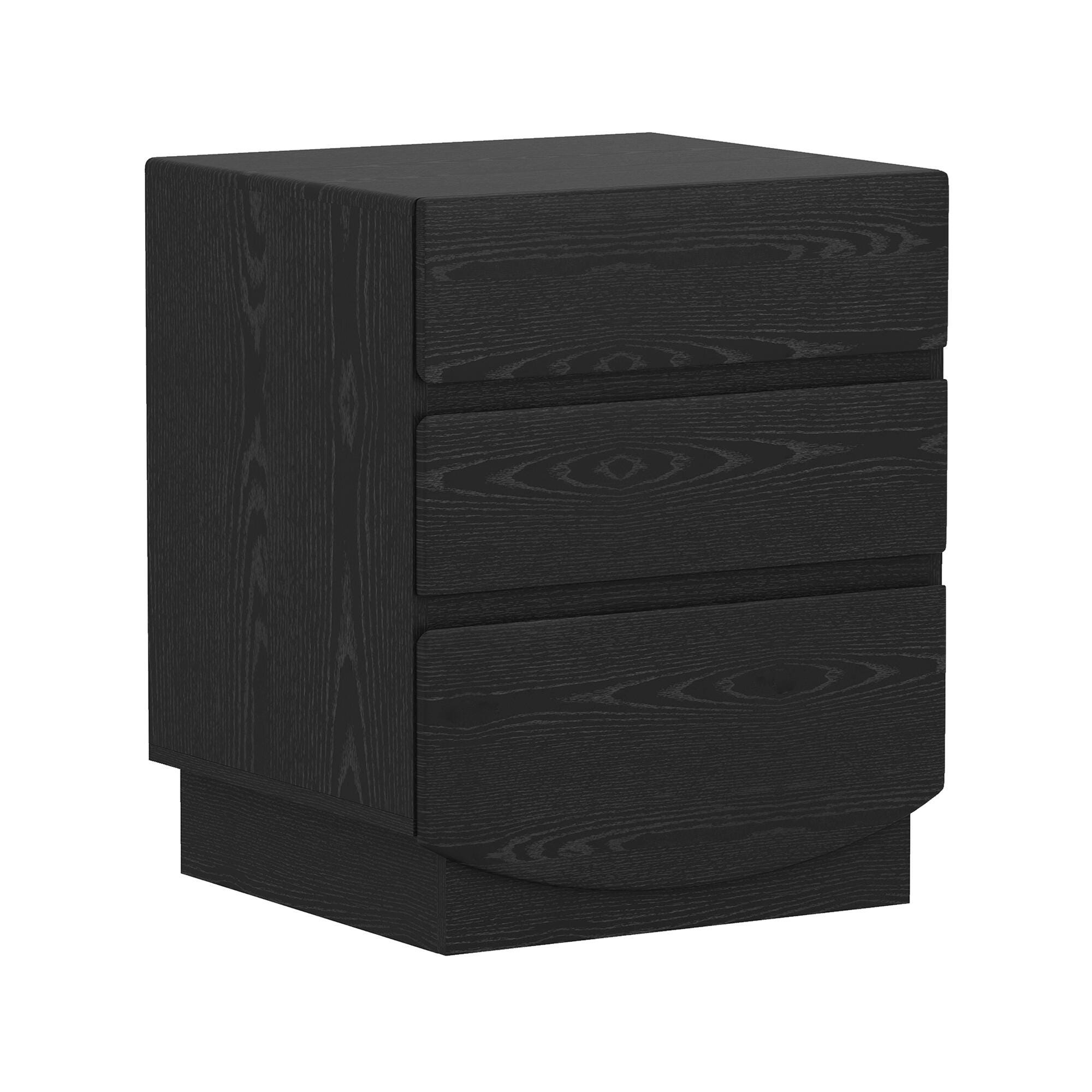 Manhattan Comfort Ardea 20" 3 Drawer Nightstand, Black, large