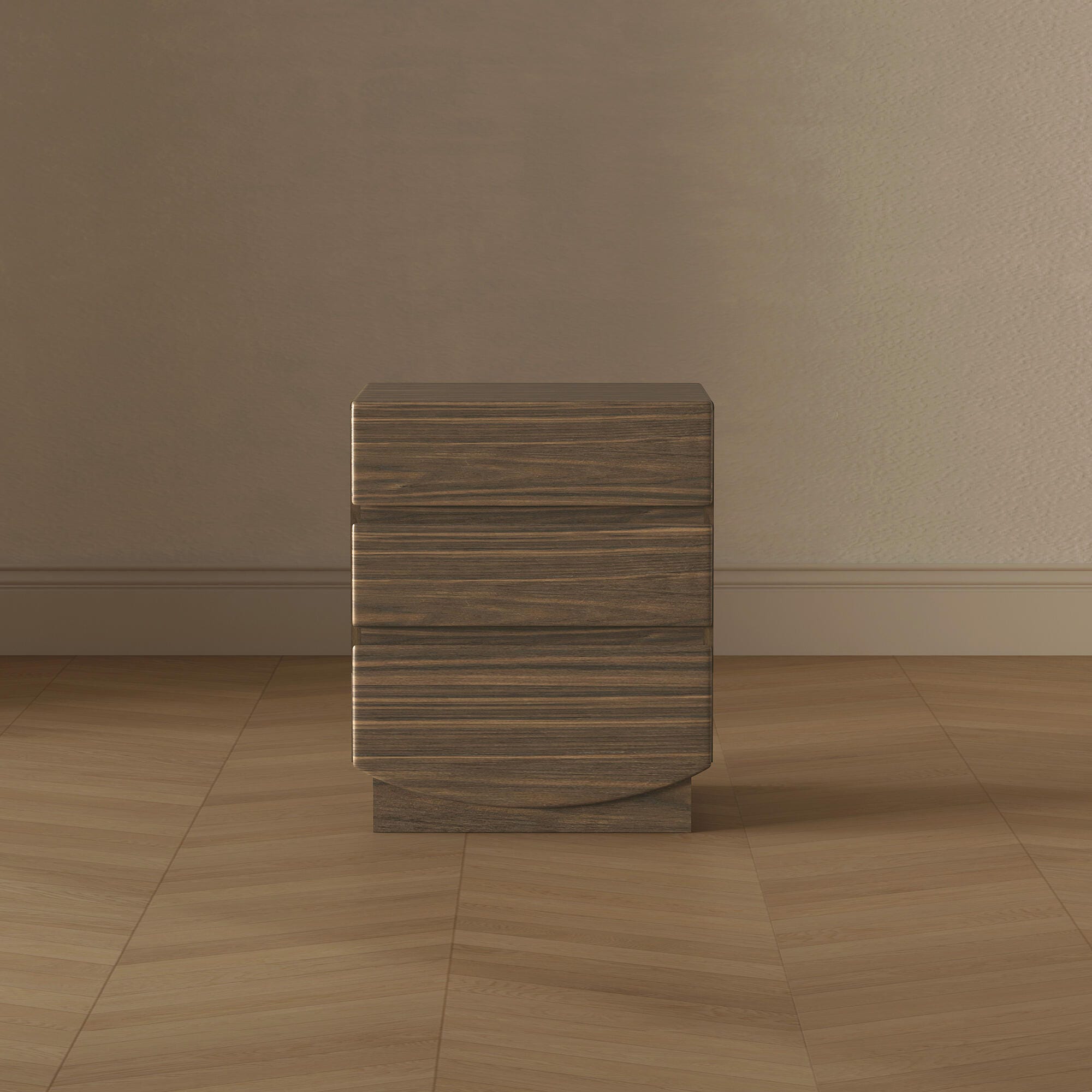 Manhattan Comfort Ardea 20" 3 Drawer Nightstand, Walnut, large