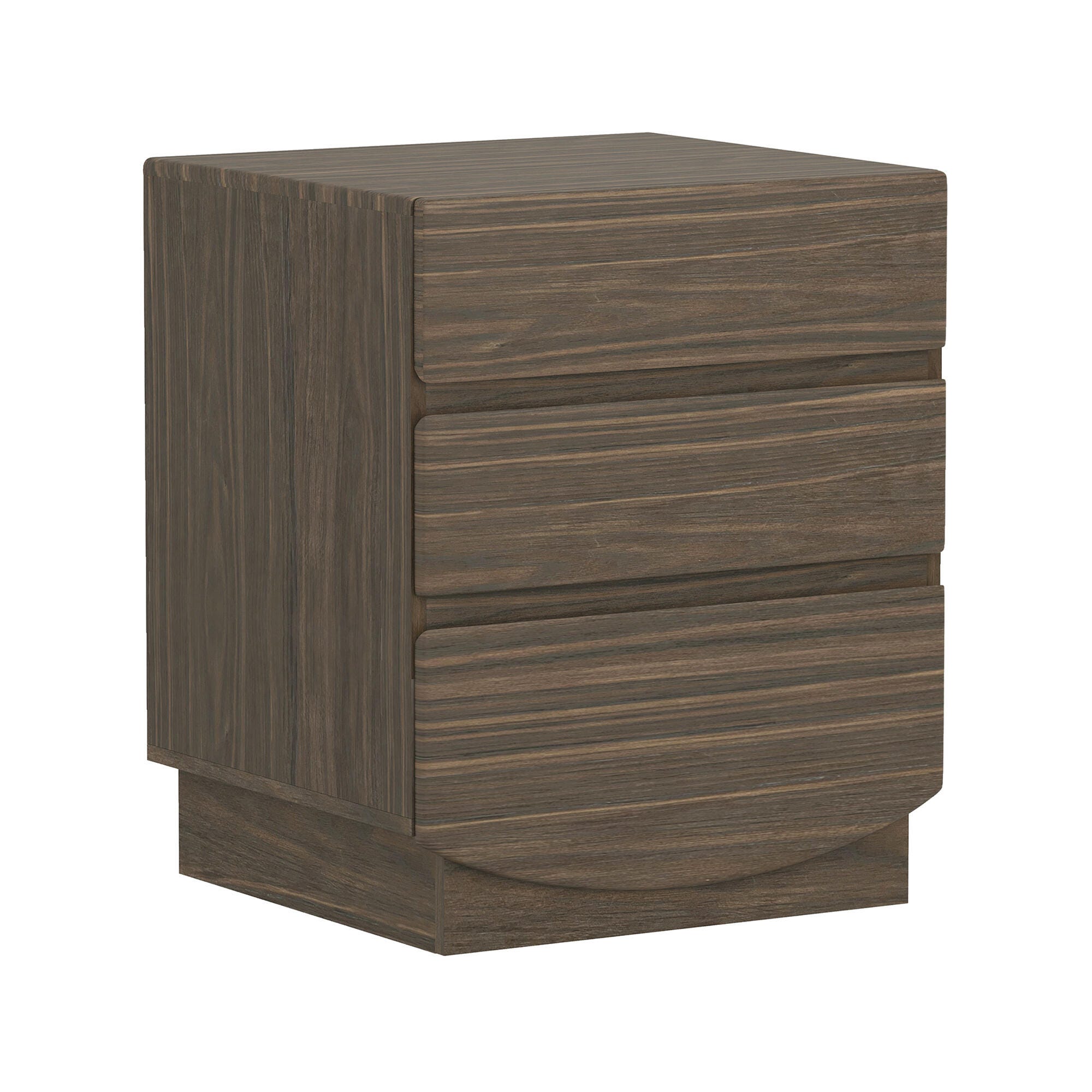 Manhattan Comfort Ardea 20" 3 Drawer Nightstand, Walnut, large