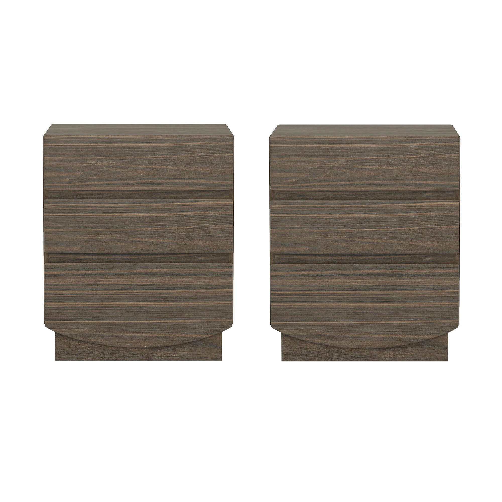 Manhattan Comfort Ardea 20" 3 Drawer Nightstand, Walnut, large
