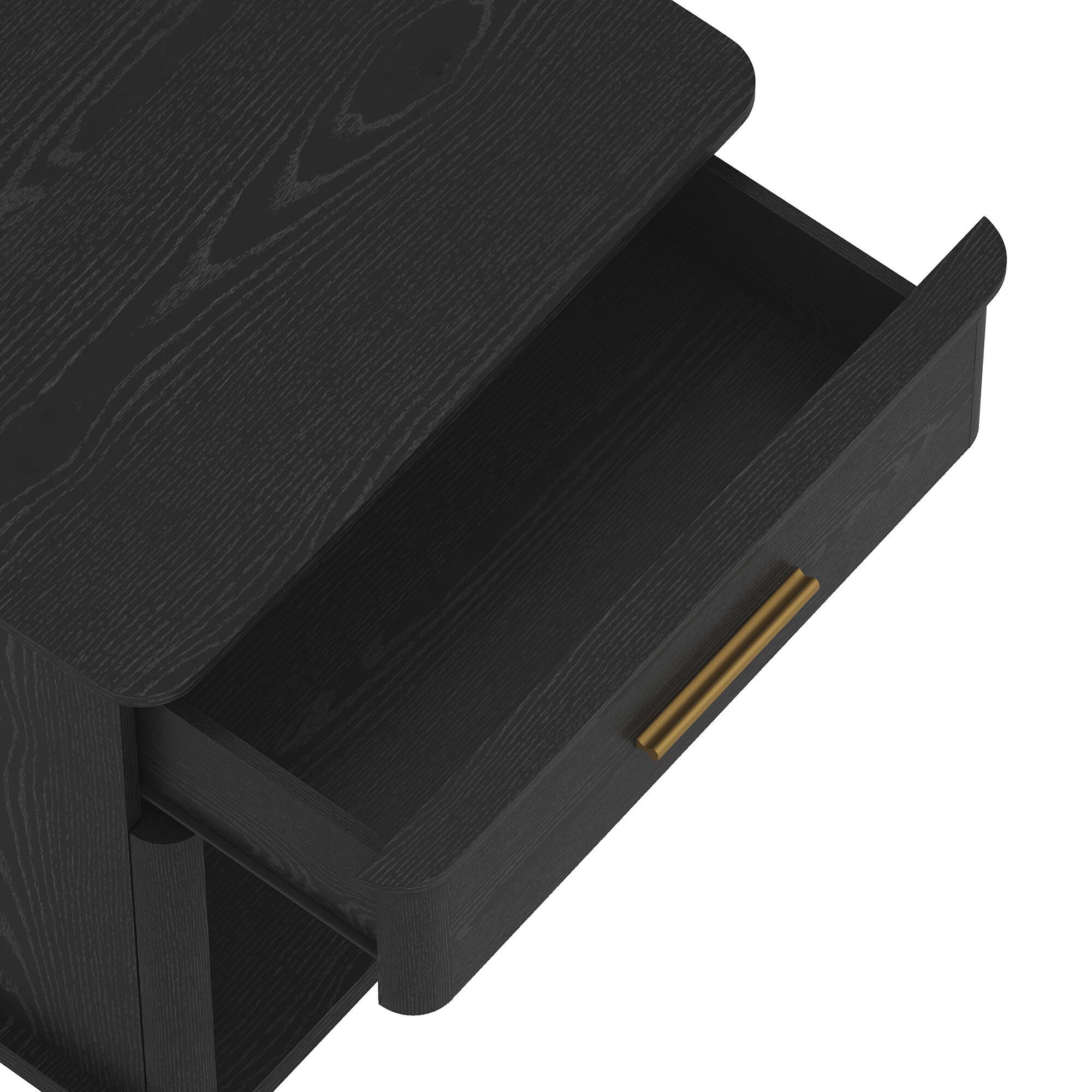 Manhattan Comfort Clifford 31" 1 Drawer Nightstand, Black/Gold, large