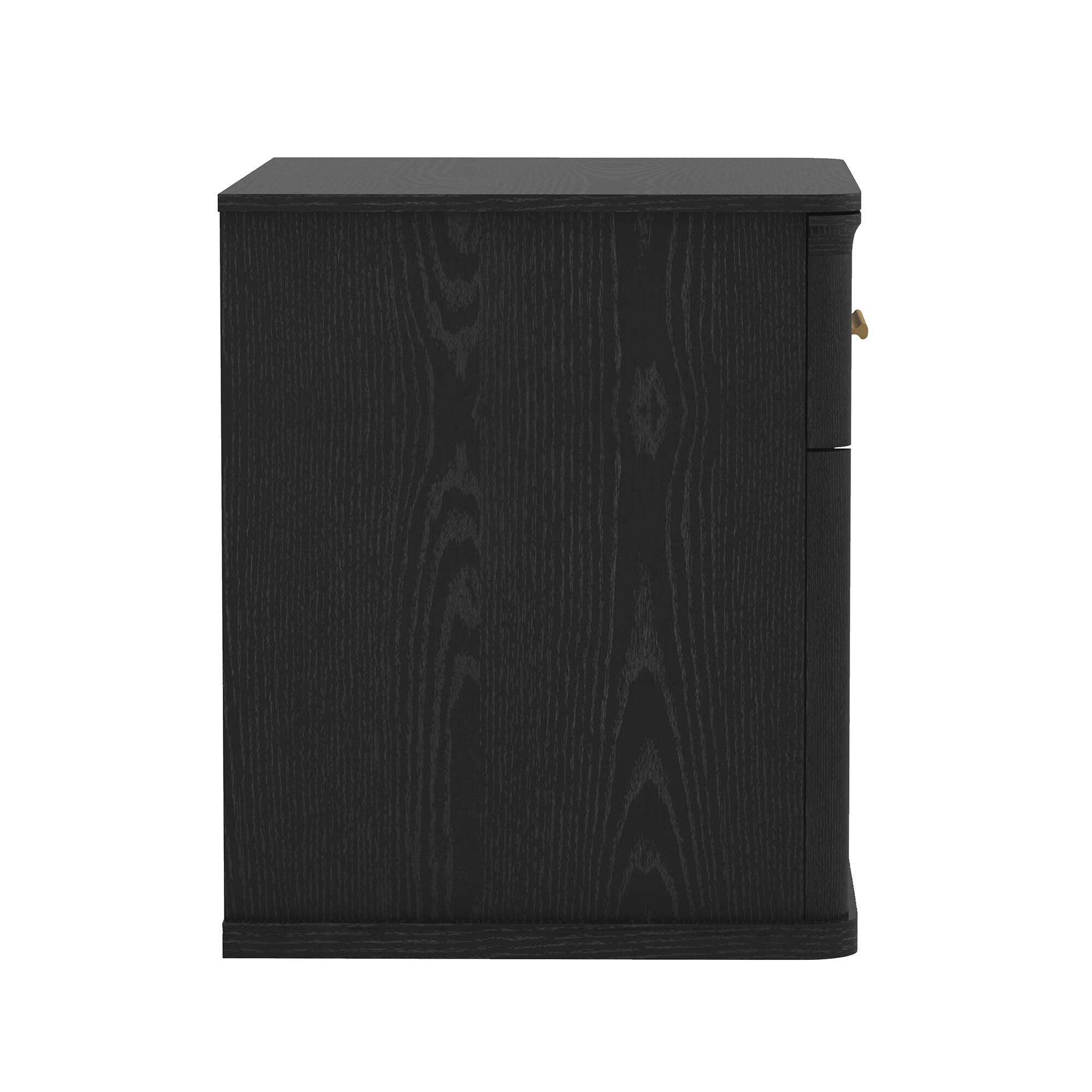 Manhattan Comfort Clifford 31" 1 Drawer Nightstand, Black/Gold, large