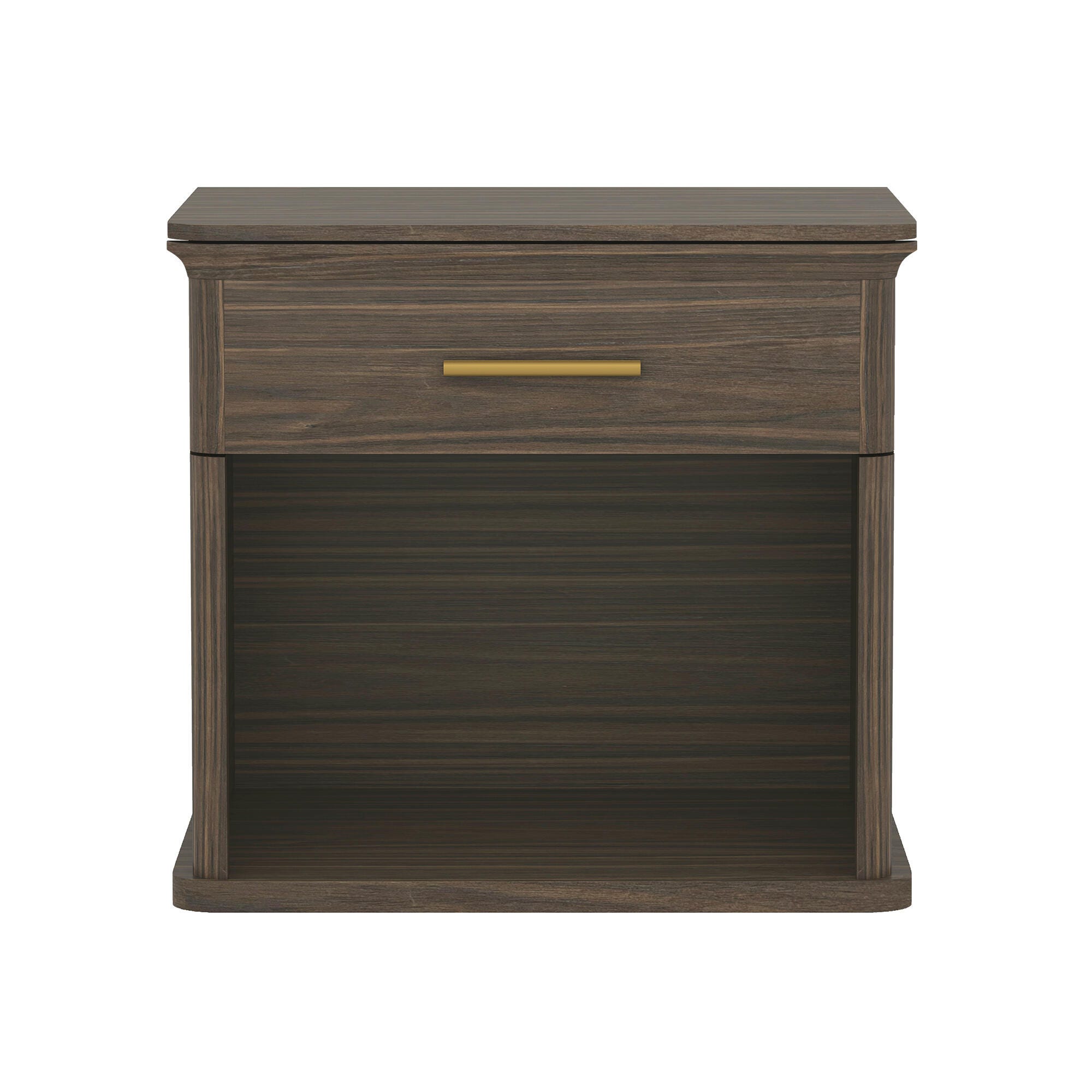 Manhattan Comfort Clifford 31" 1 Drawer Nightstand, Walnut/Gold, large