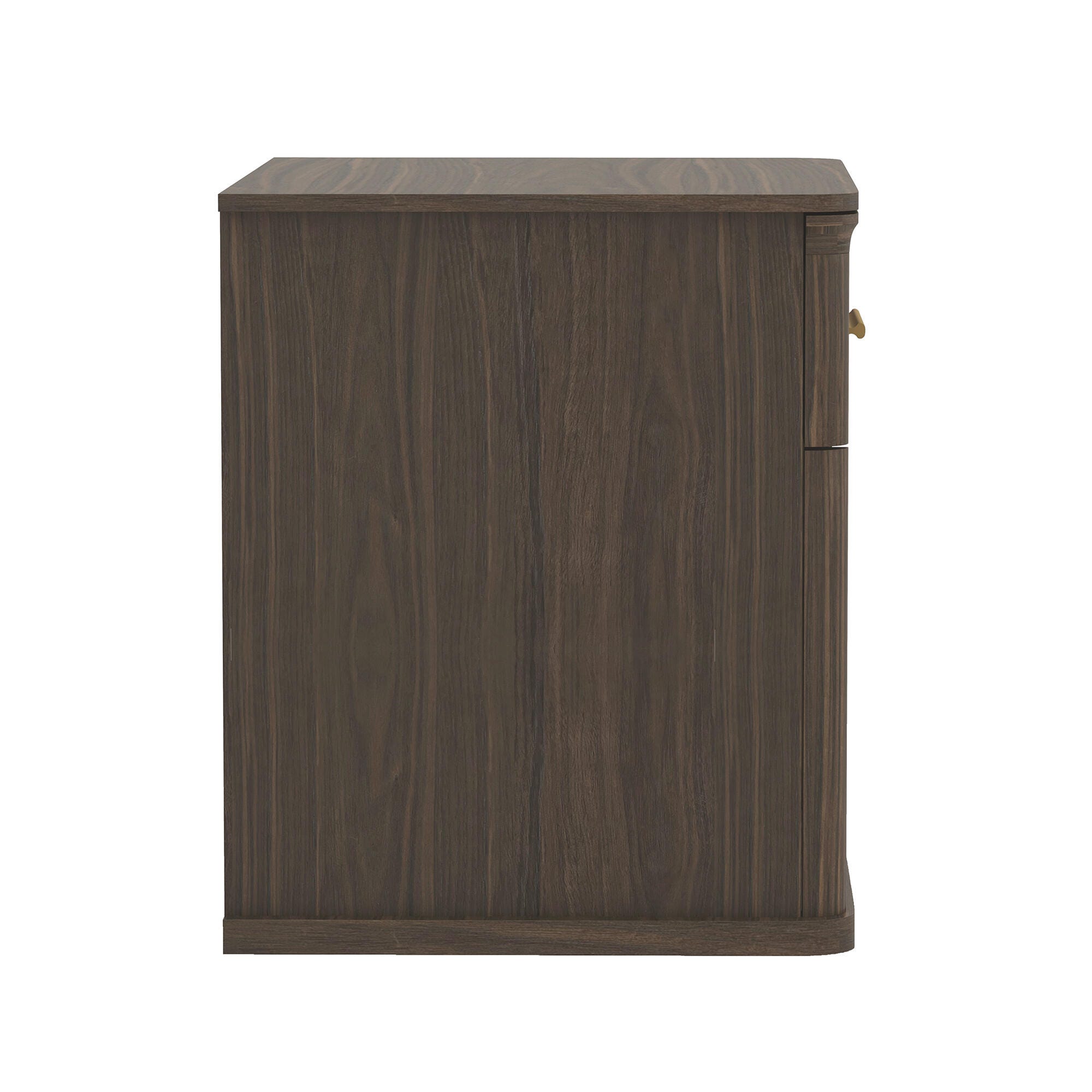 Manhattan Comfort Clifford 31" 1 Drawer Nightstand, Walnut/Gold, large