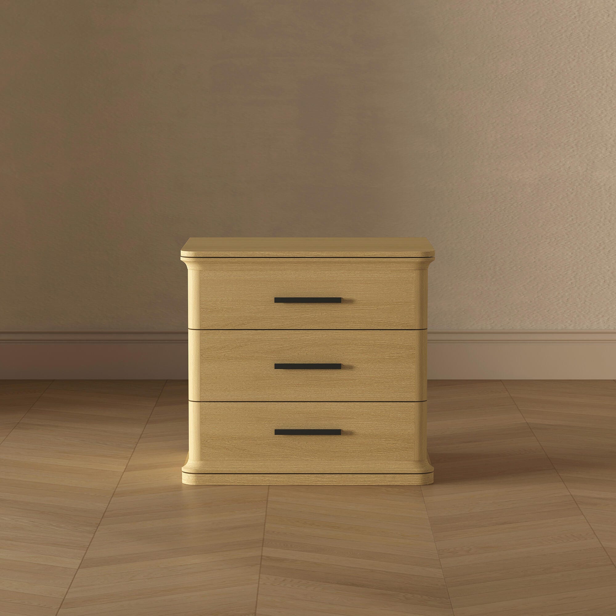 Manhattan Comfort Clifford 31" 3 Drawer Nightstand, Natural Oak/Black, large