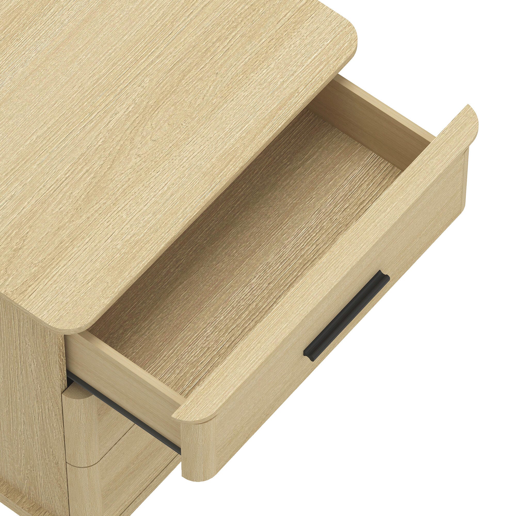 Manhattan Comfort Clifford 31" 3 Drawer Nightstand, Natural Oak/Black, large