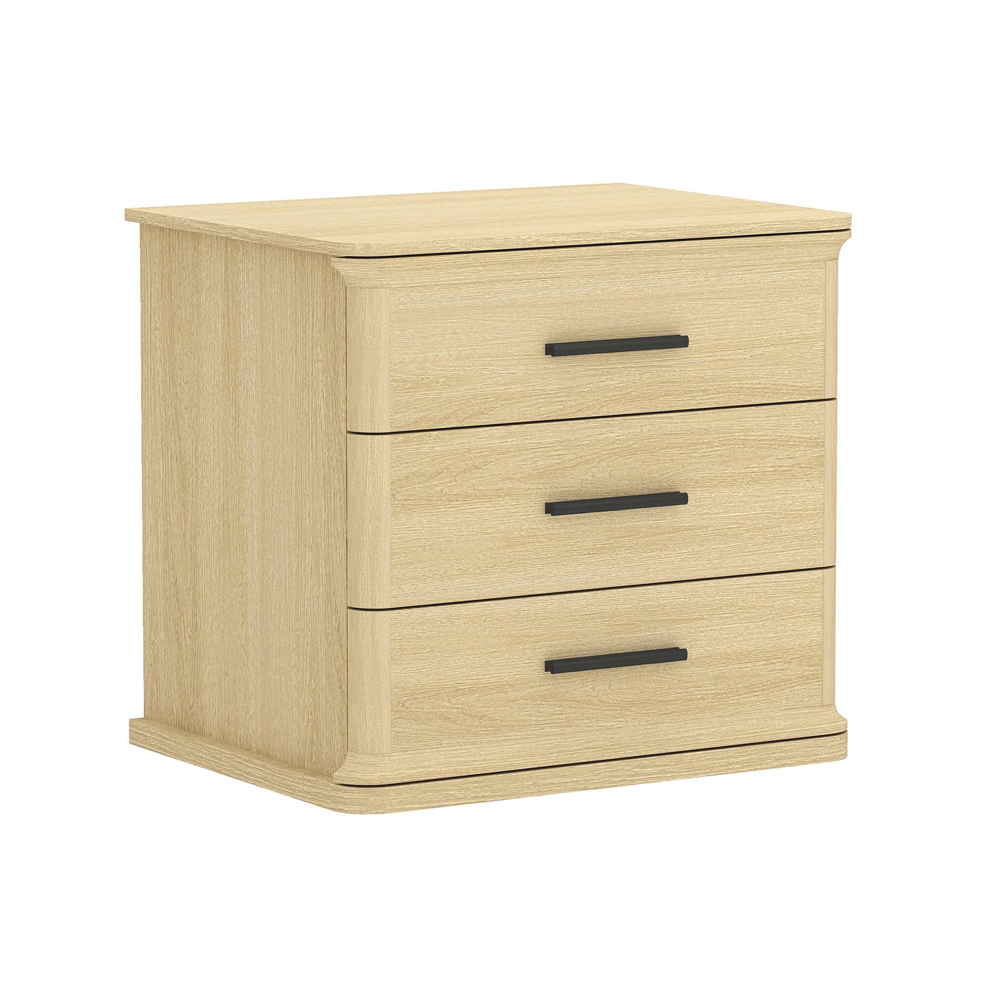 Manhattan Comfort Clifford 31" 3 Drawer Nightstand, Natural Oak/Black, large