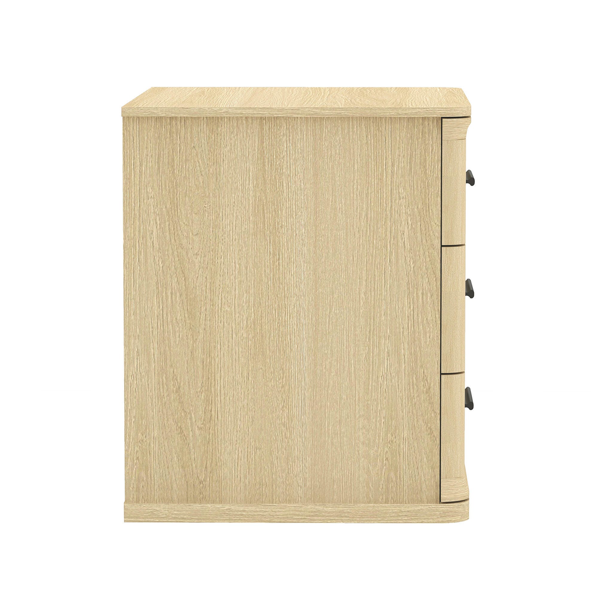 Manhattan Comfort Clifford 31" 3 Drawer Nightstand, Natural Oak/Black, large