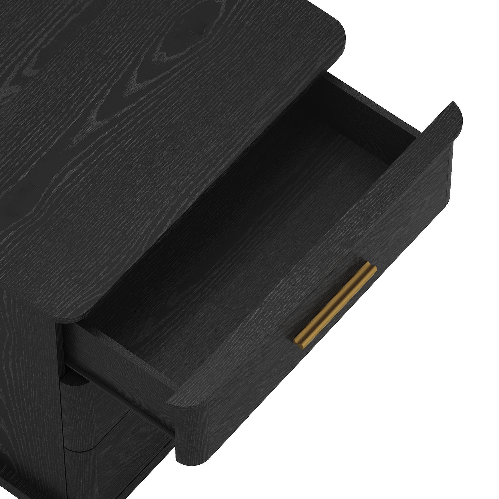 Manhattan Comfort Clifford 31" 3 Drawer Nightstand, Black/Gold, large