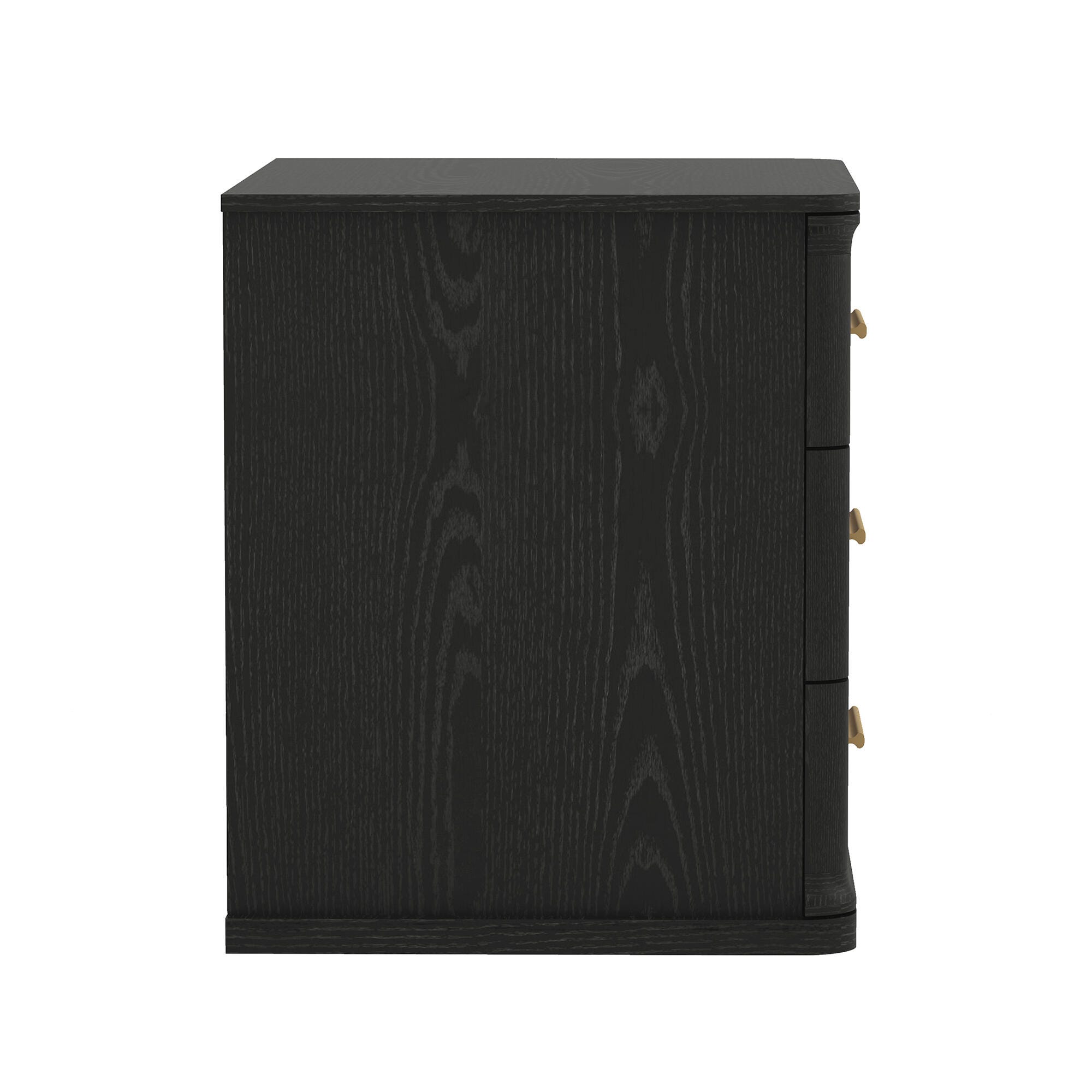 Manhattan Comfort Clifford 31" 3 Drawer Nightstand, Black/Gold, large