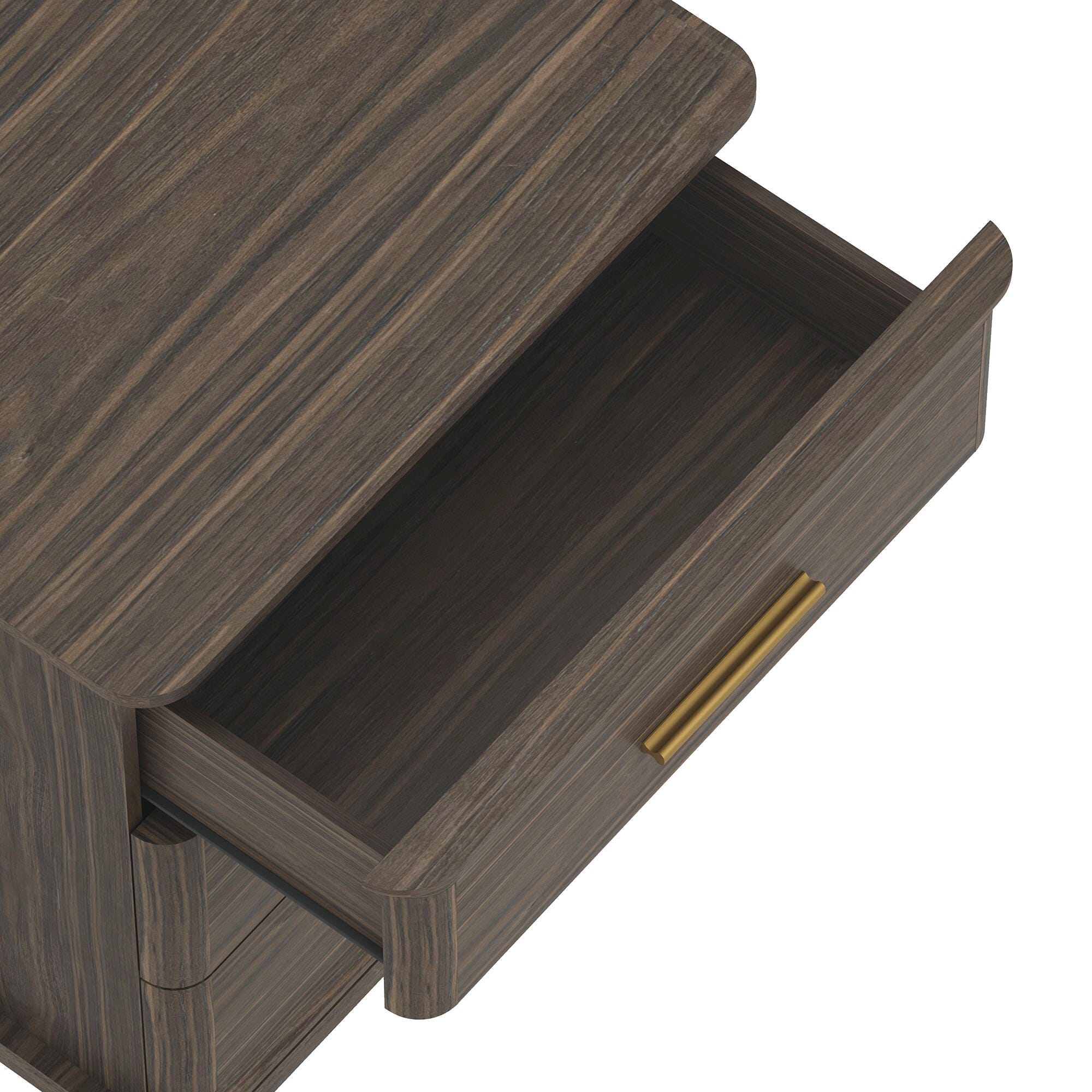 Manhattan Comfort Clifford 31" 3 Drawer Nightstand, Walnut/Gold, large