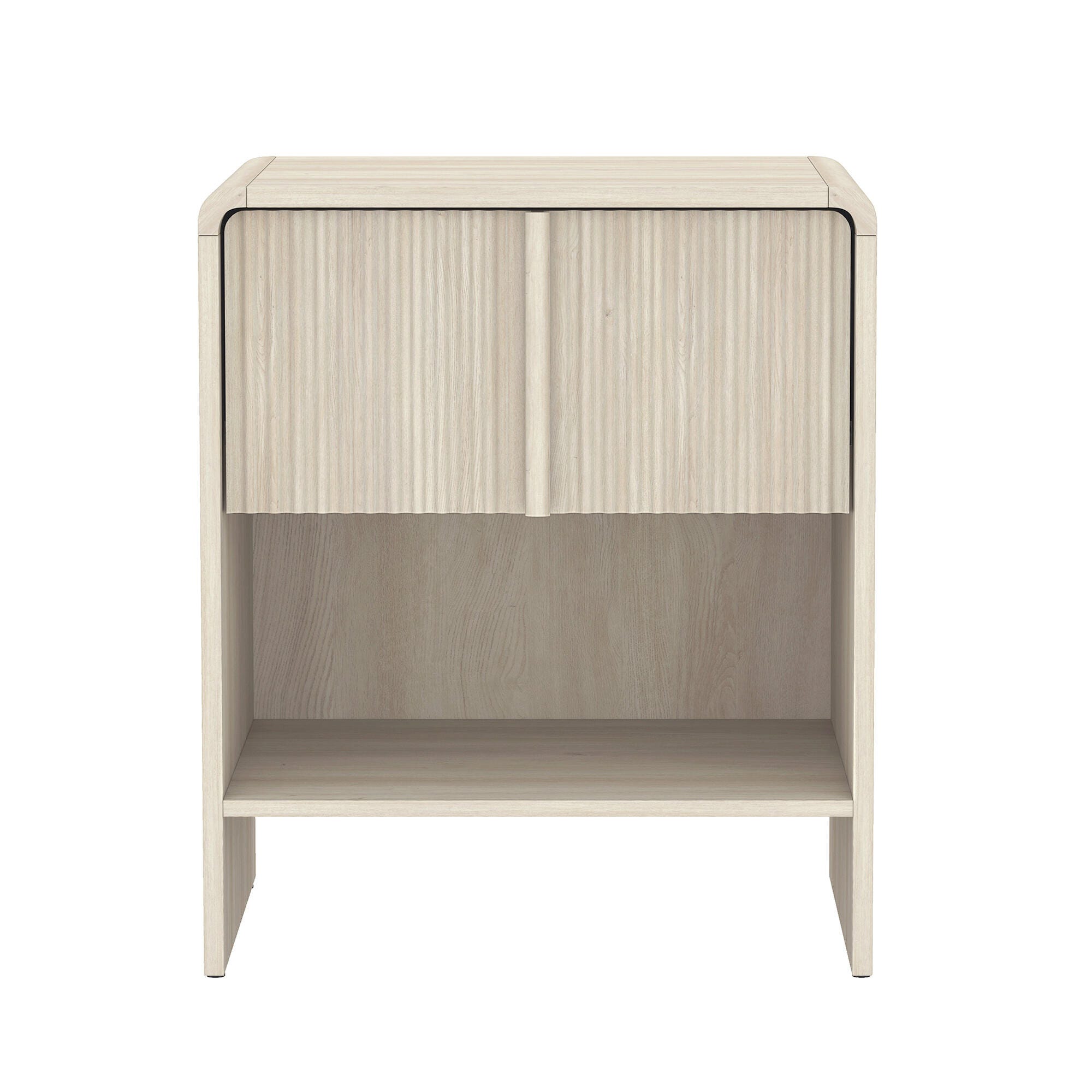 Manhattan Comfort Novara 22" 1 Drawer Nightstand, Whitewashed Oak, large