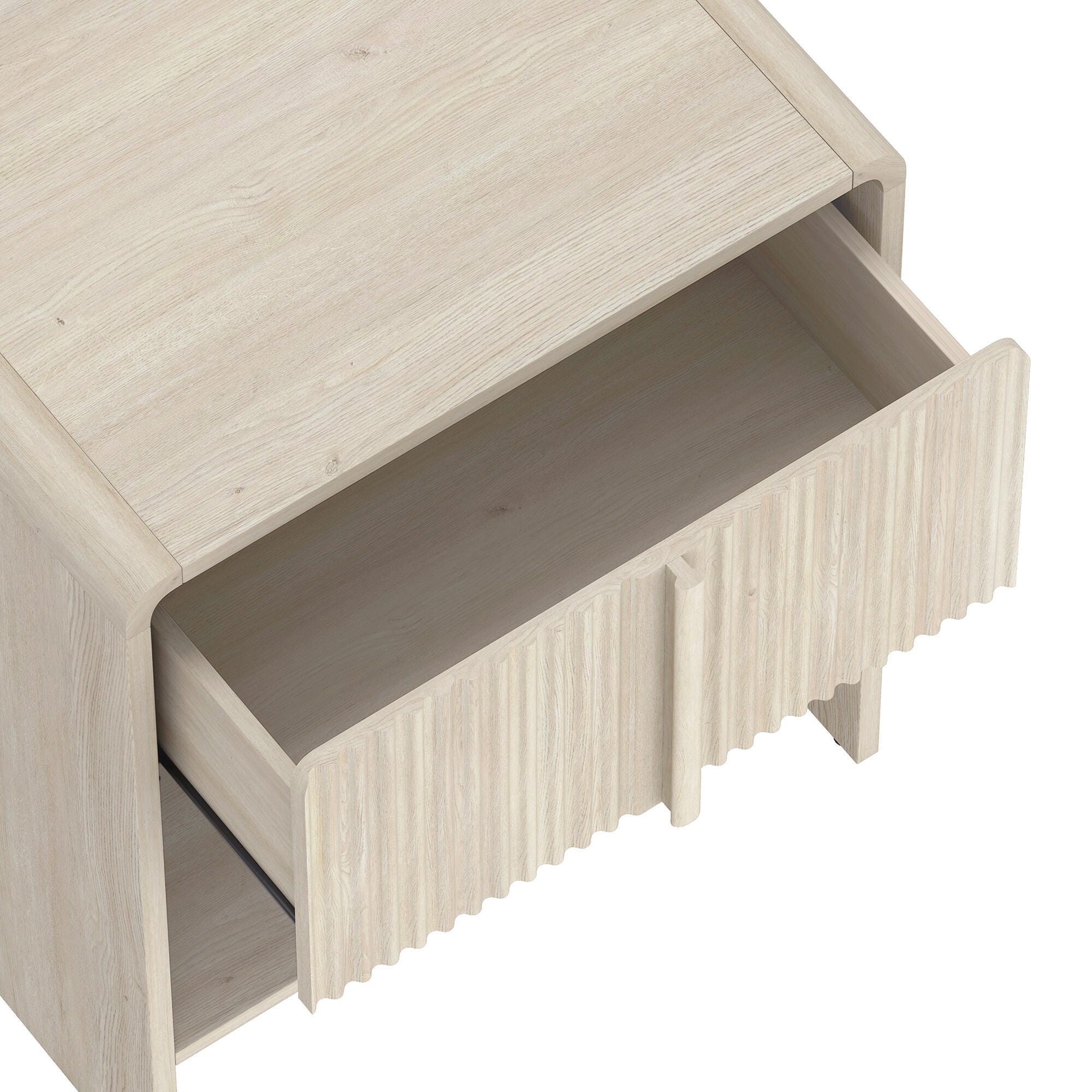 Manhattan Comfort Novara 22" 1 Drawer Nightstand, Whitewashed Oak, large