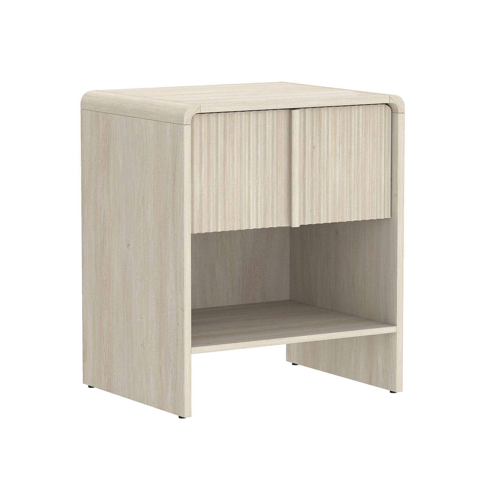 Manhattan Comfort Novara 22" 1 Drawer Nightstand, Whitewashed Oak, large