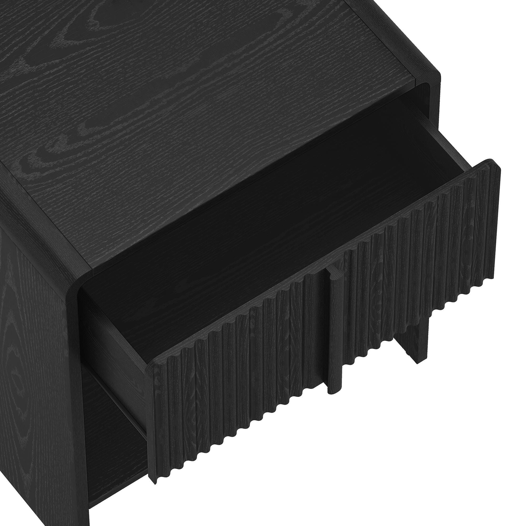 Manhattan Comfort Novara 22" 1 Drawer Nightstand, Black, large