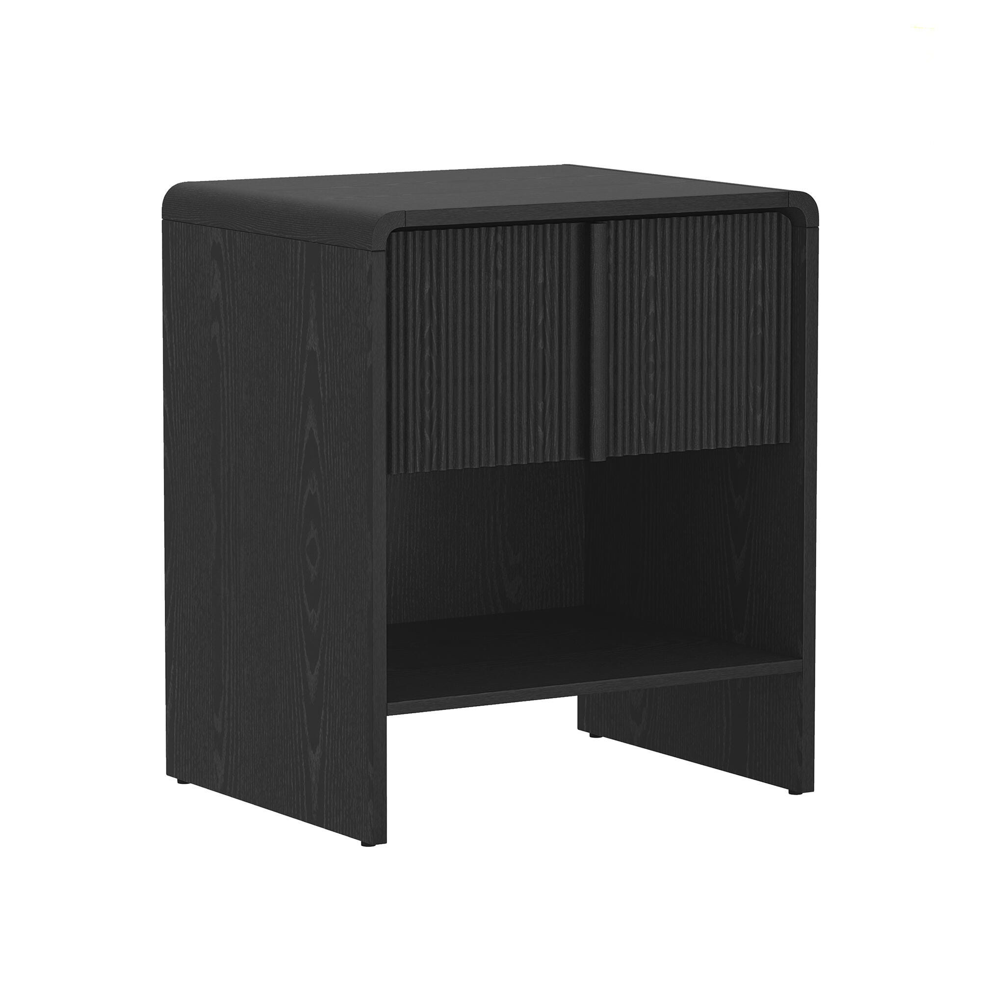 Manhattan Comfort Novara 22" 1 Drawer Nightstand, Black, large