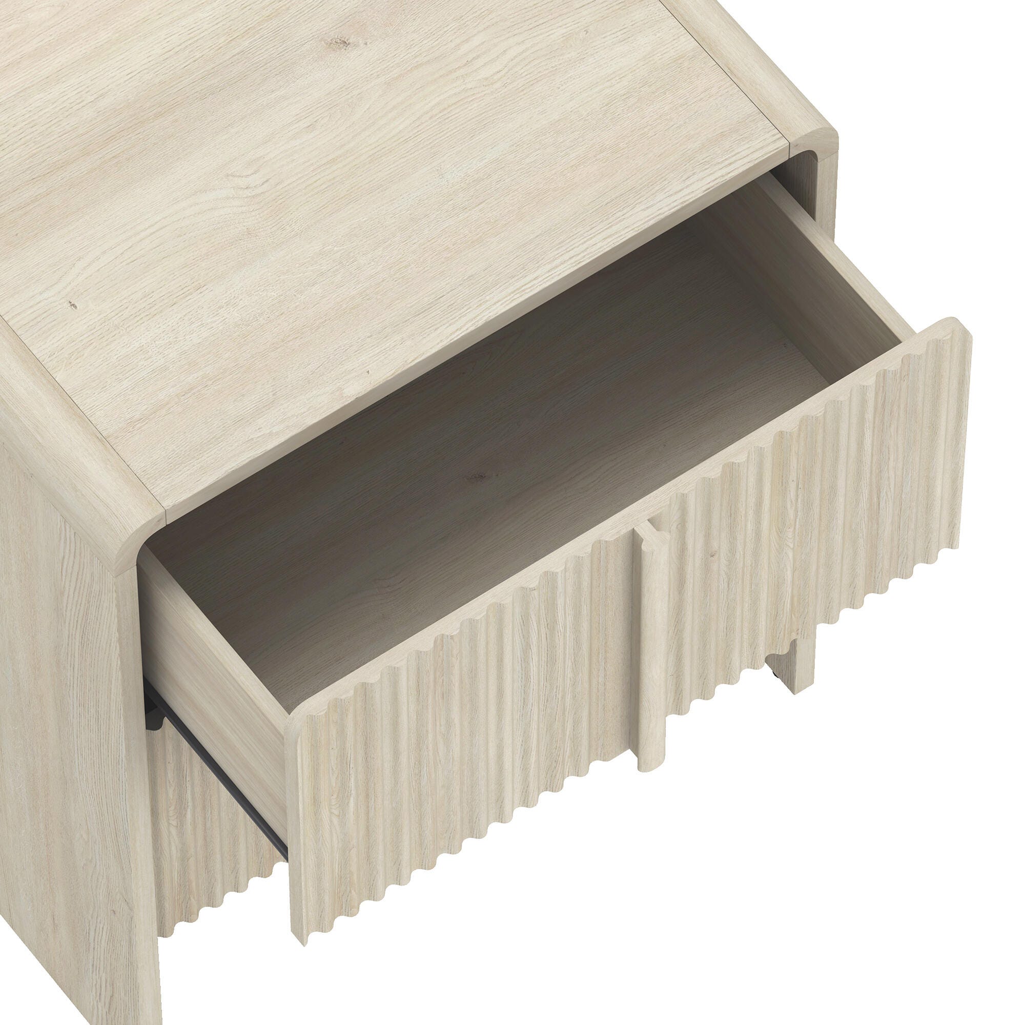Manhattan Comfort Novara 22" 2 Drawer Nightstand, Whitewashed Oak, large