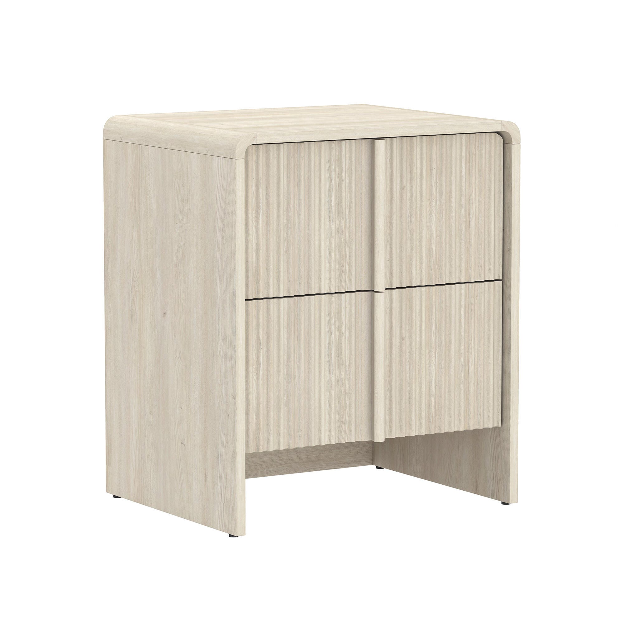 Manhattan Comfort Novara 22" 2 Drawer Nightstand, Whitewashed Oak, large