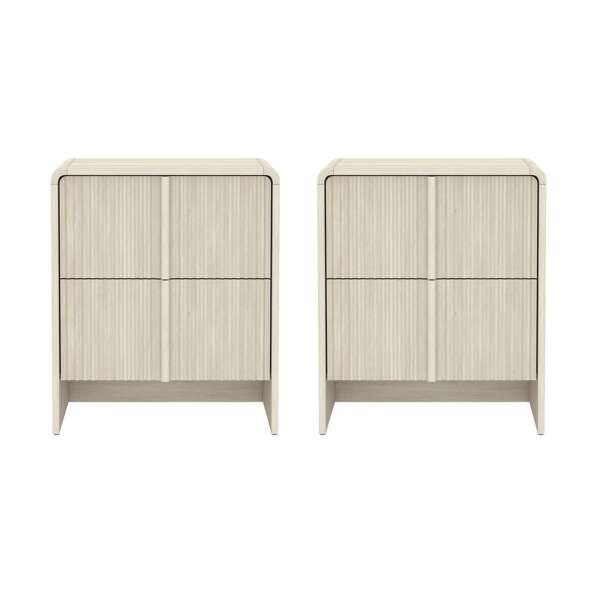 Manhattan Comfort Novara 22" 2 Drawer Nightstand, Whitewashed Oak, large