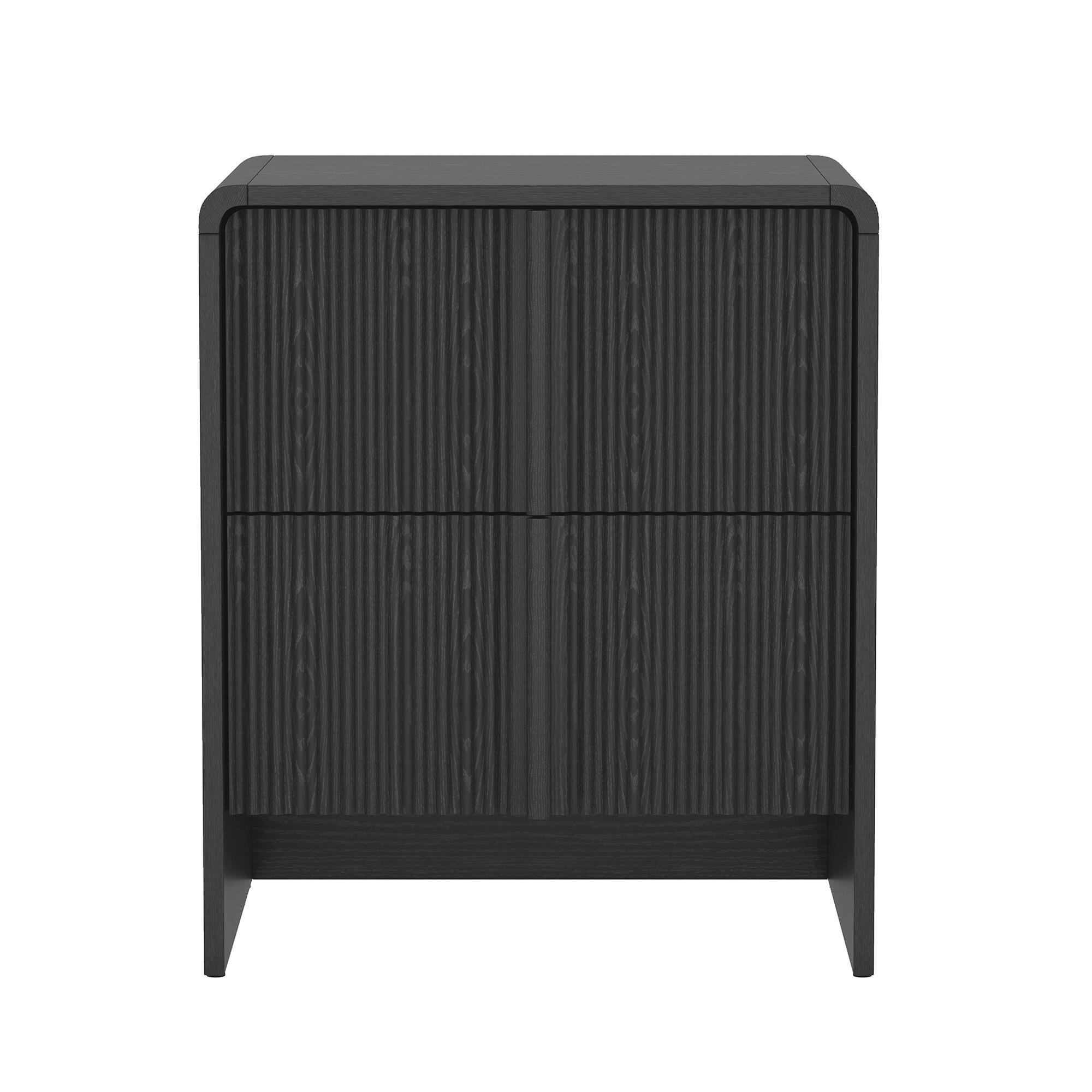 Manhattan Comfort Novara 22" 2 Drawer Nightstand, Black, large