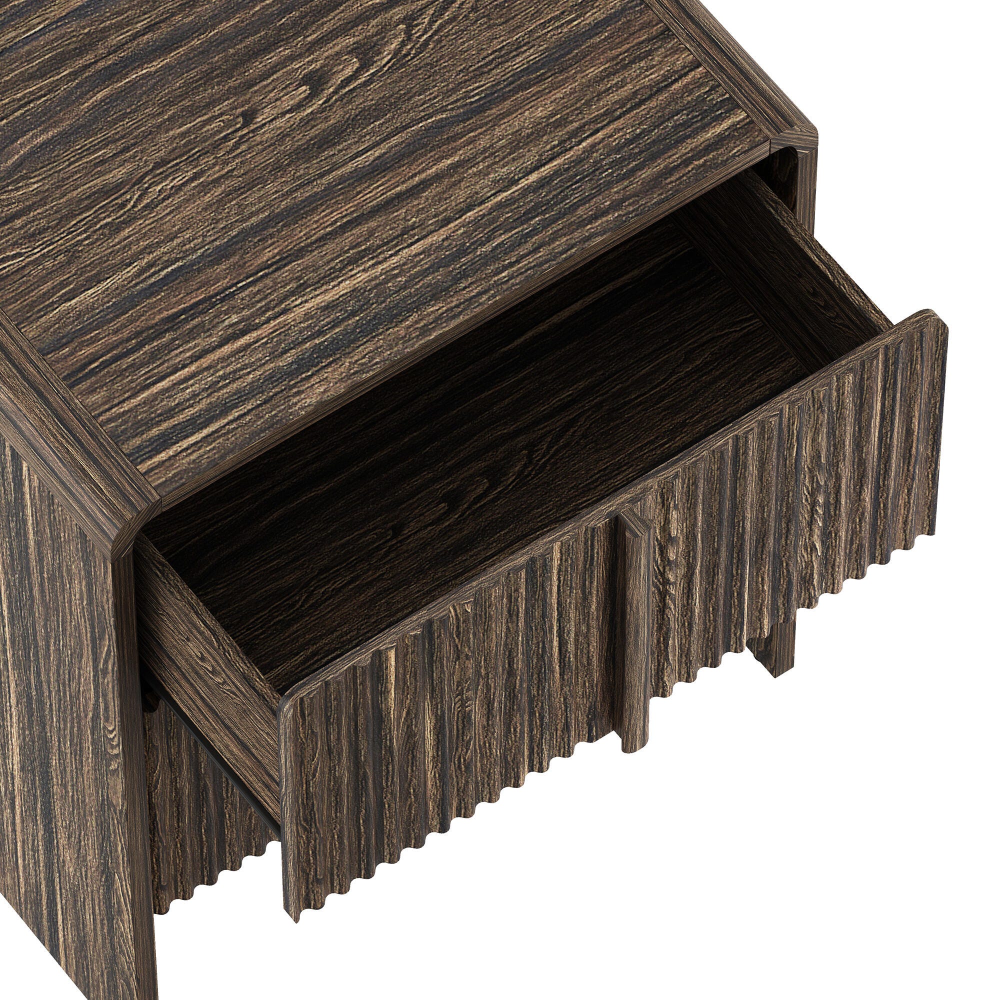 Manhattan Comfort Novara 22" 2 Drawer Nightstand, Jacobean Walnut, large