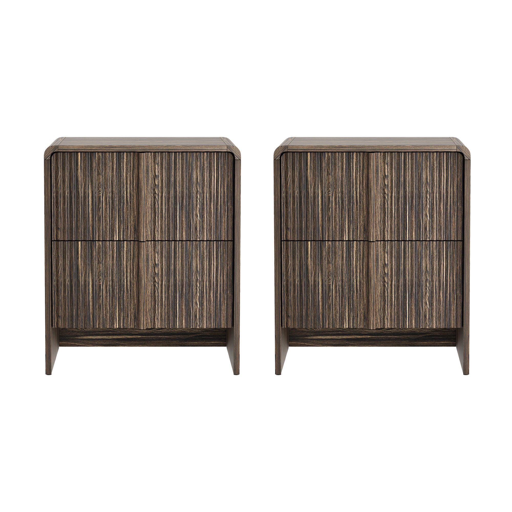 Manhattan Comfort Novara 22" 2 Drawer Nightstand, Jacobean Walnut, large