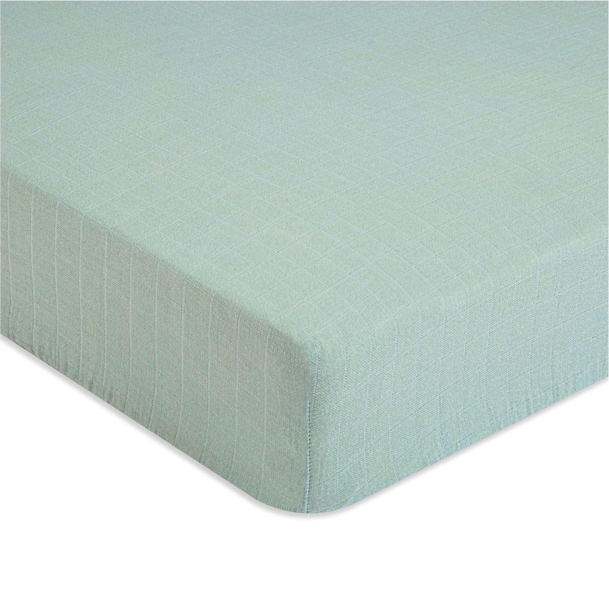 Crane Baby Fitted Crib Sheet, Green, large