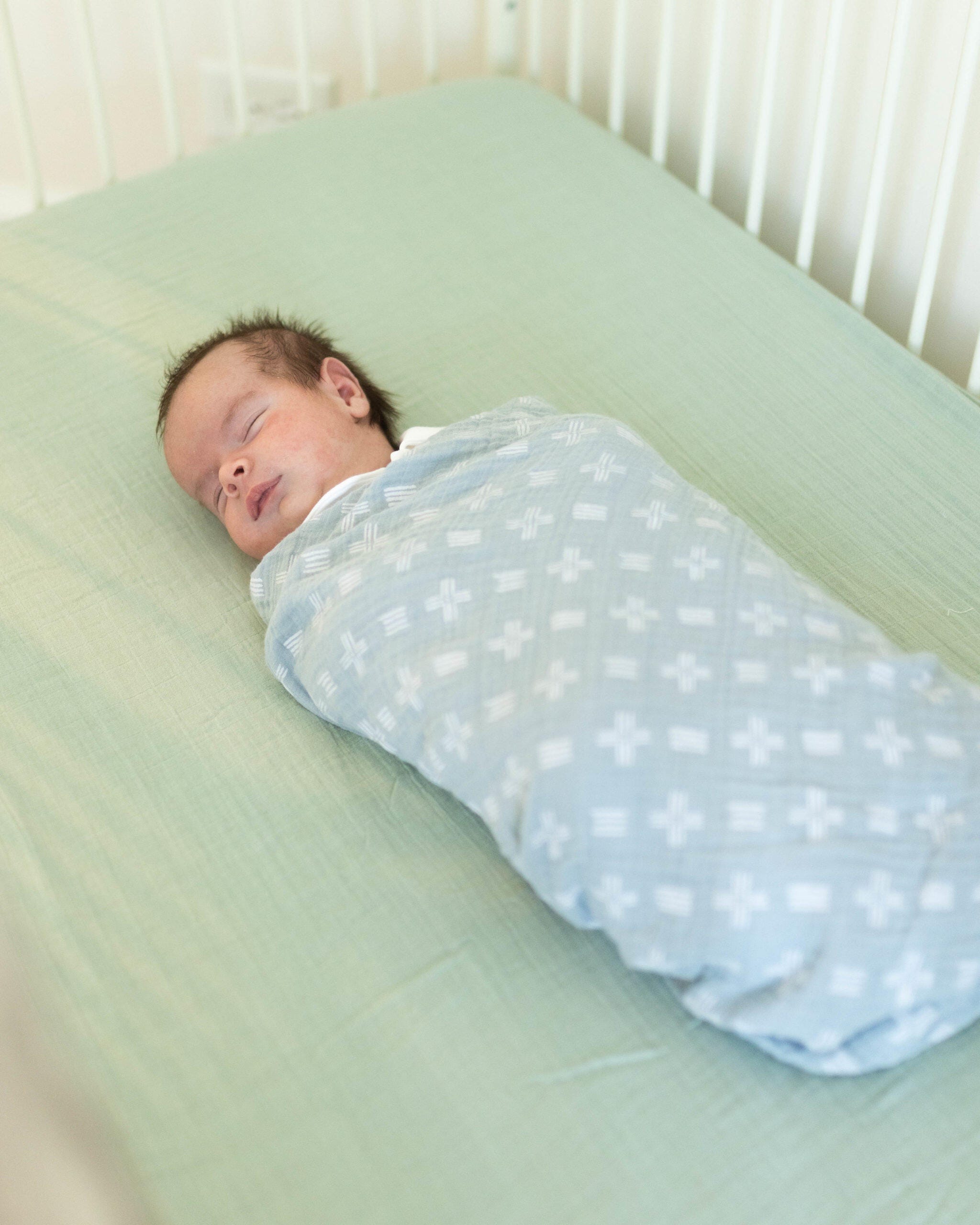 Crane Baby Fitted Crib Sheet, Green, large