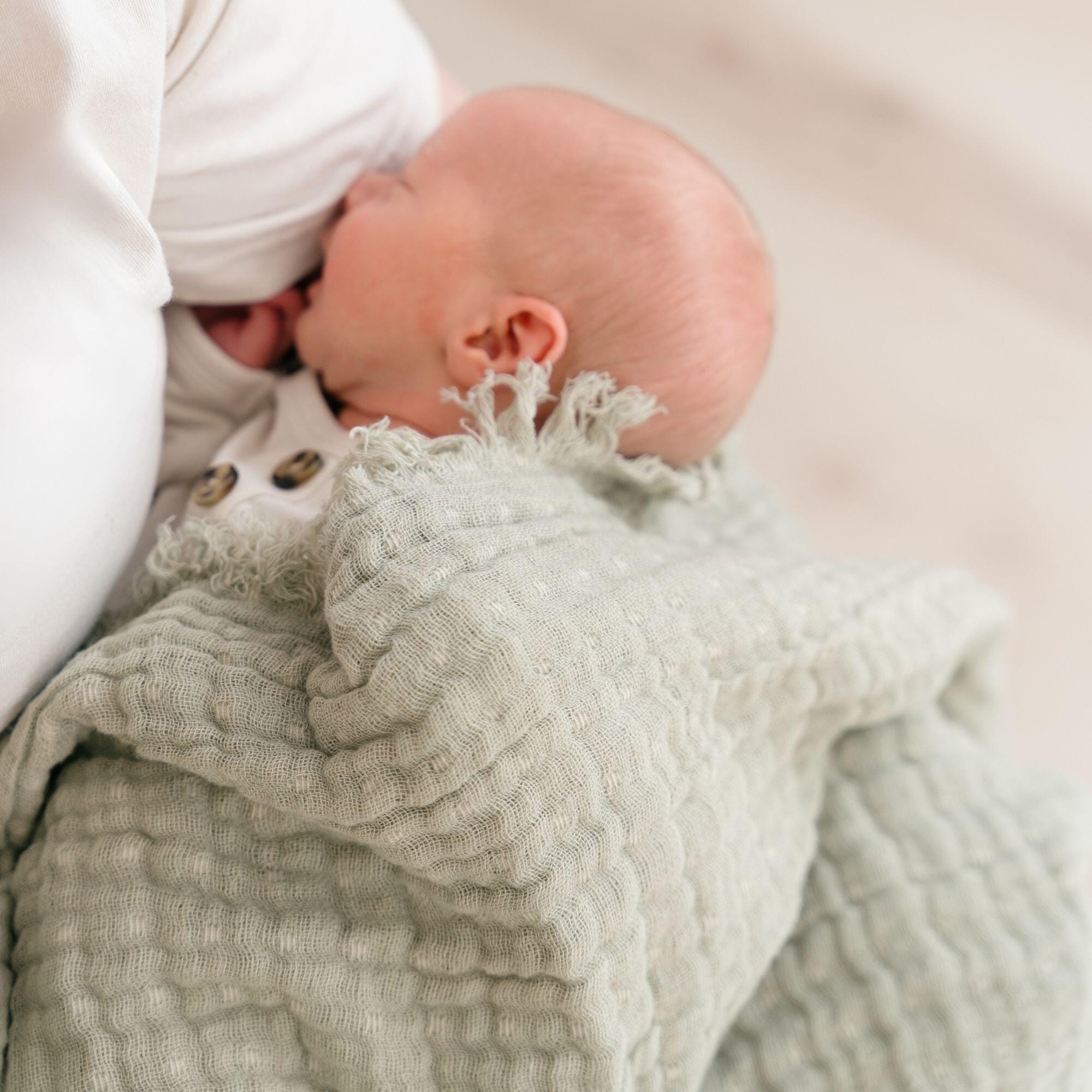 Crane Baby Multi-Layer Baby Blanket, Green, rollover
