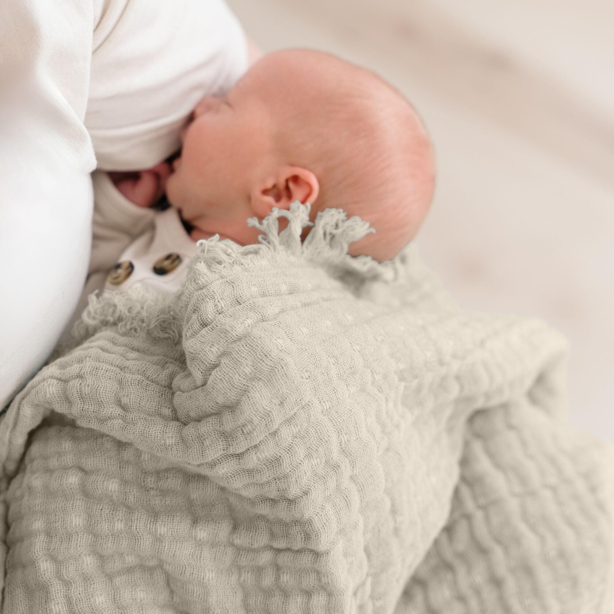 Crane Baby Multi-Layer Baby Blanket, Gray, rollover