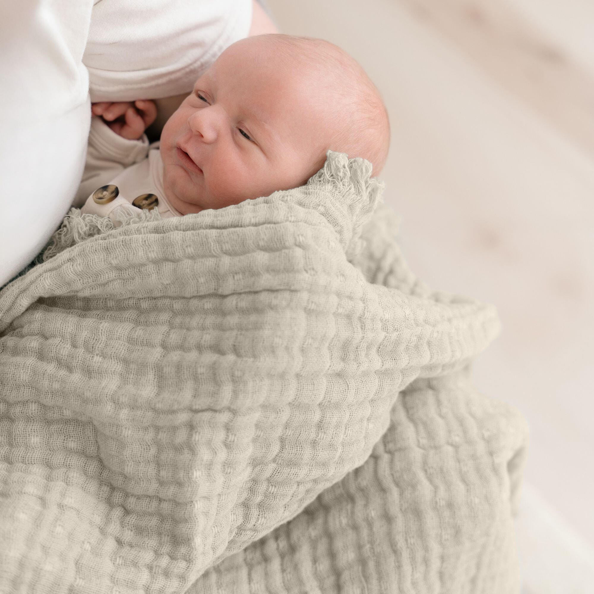Crane Baby Multi-Layer Baby Blanket, Gray, large