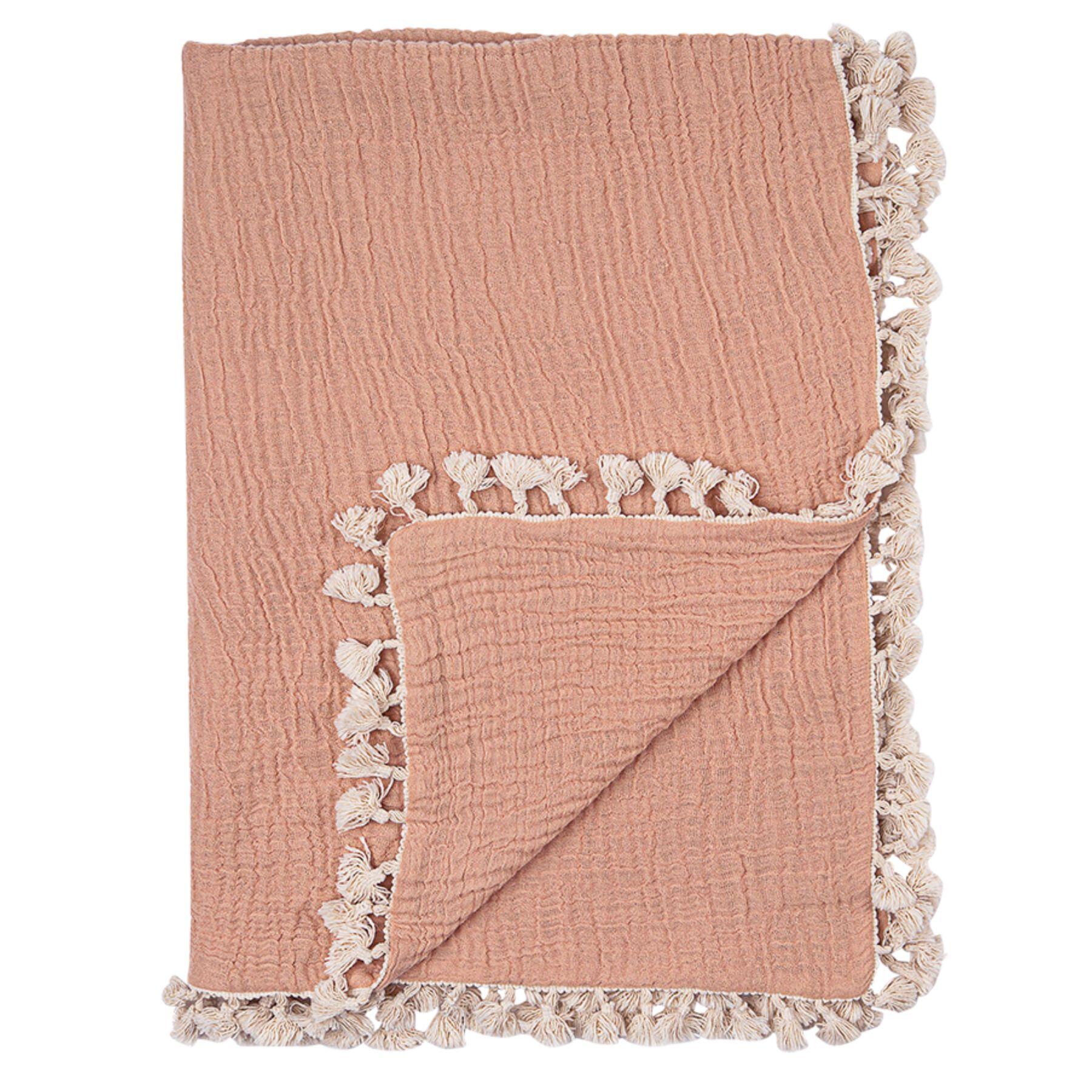 Crane Baby Tasseled Baby Blanket, Copper, large