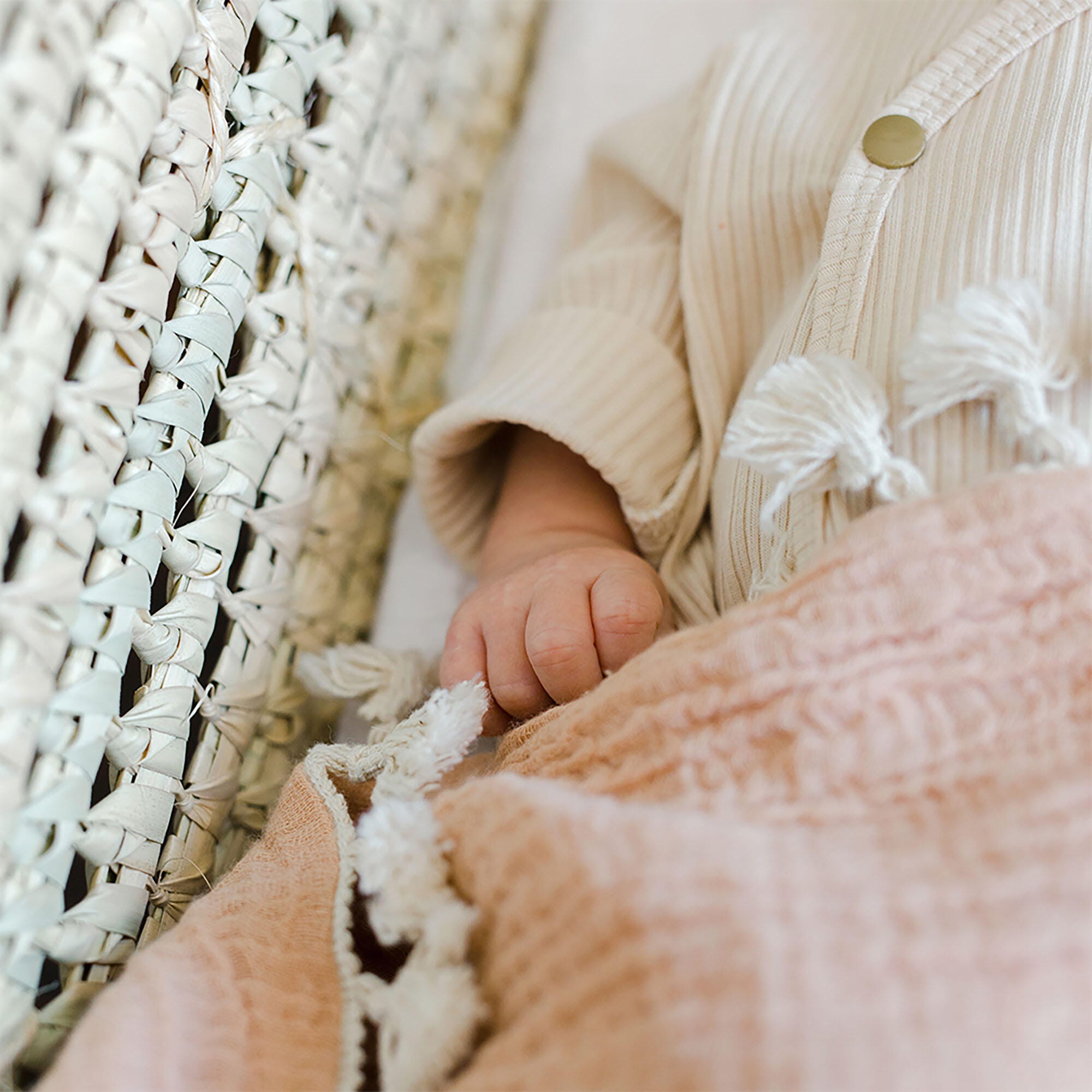 Crane Baby Tasseled Baby Blanket, Copper, large