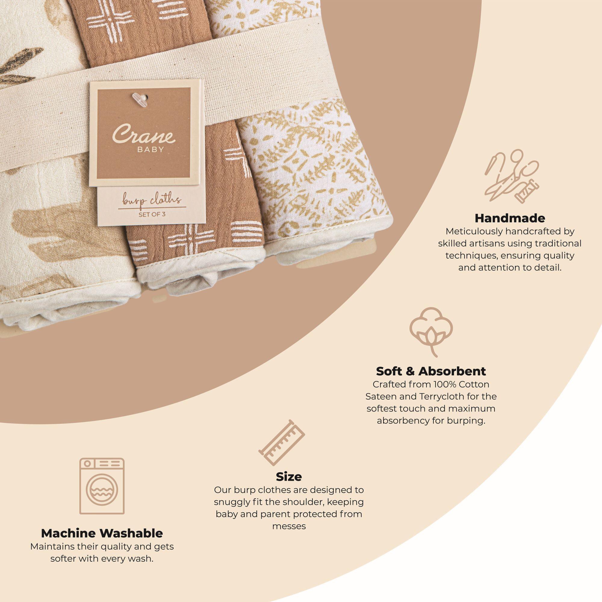 Crane Baby  Kendi Burp Cloth (Set of 3), , rollover