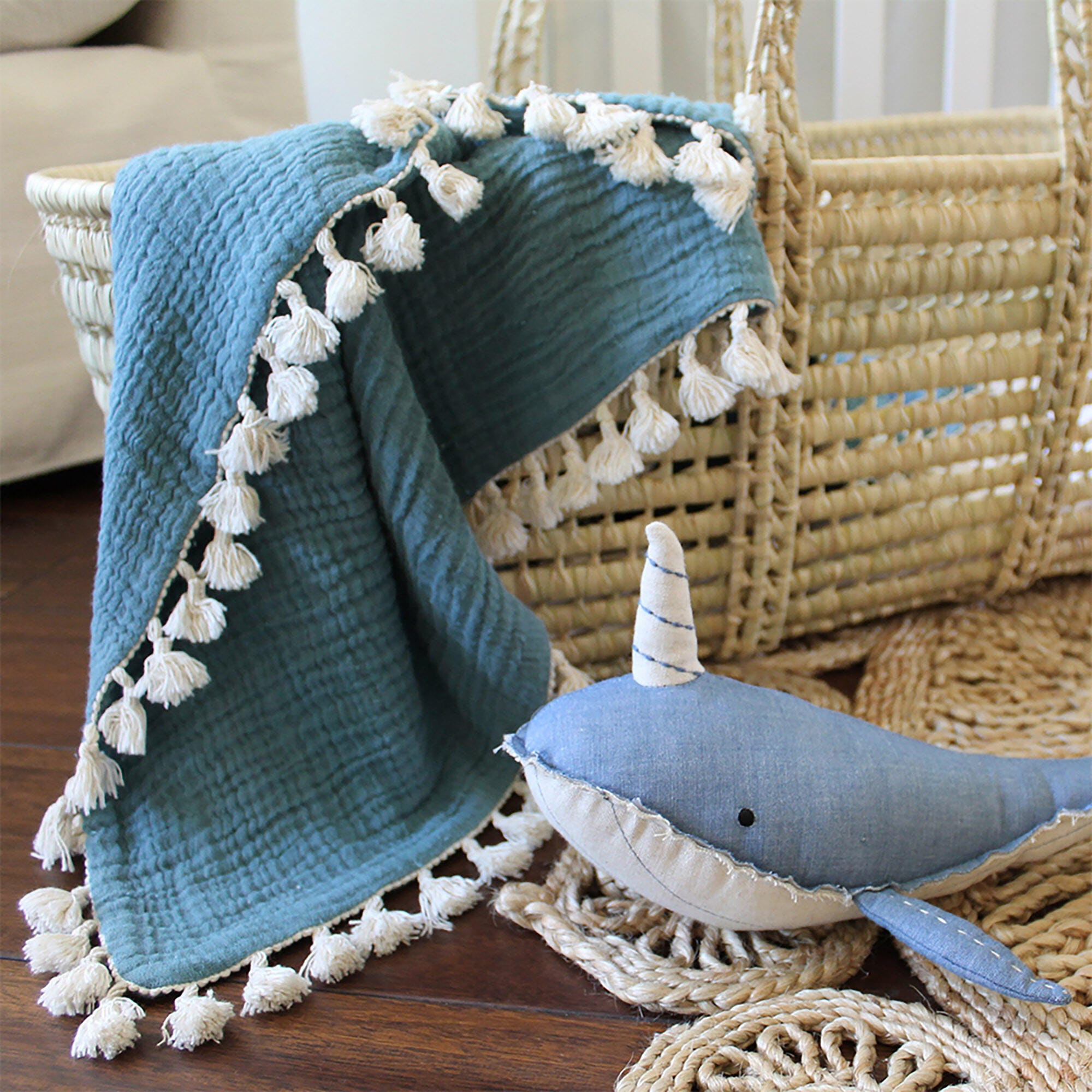Crane Baby Caspian Narwhale Baby Plush Toy, , large