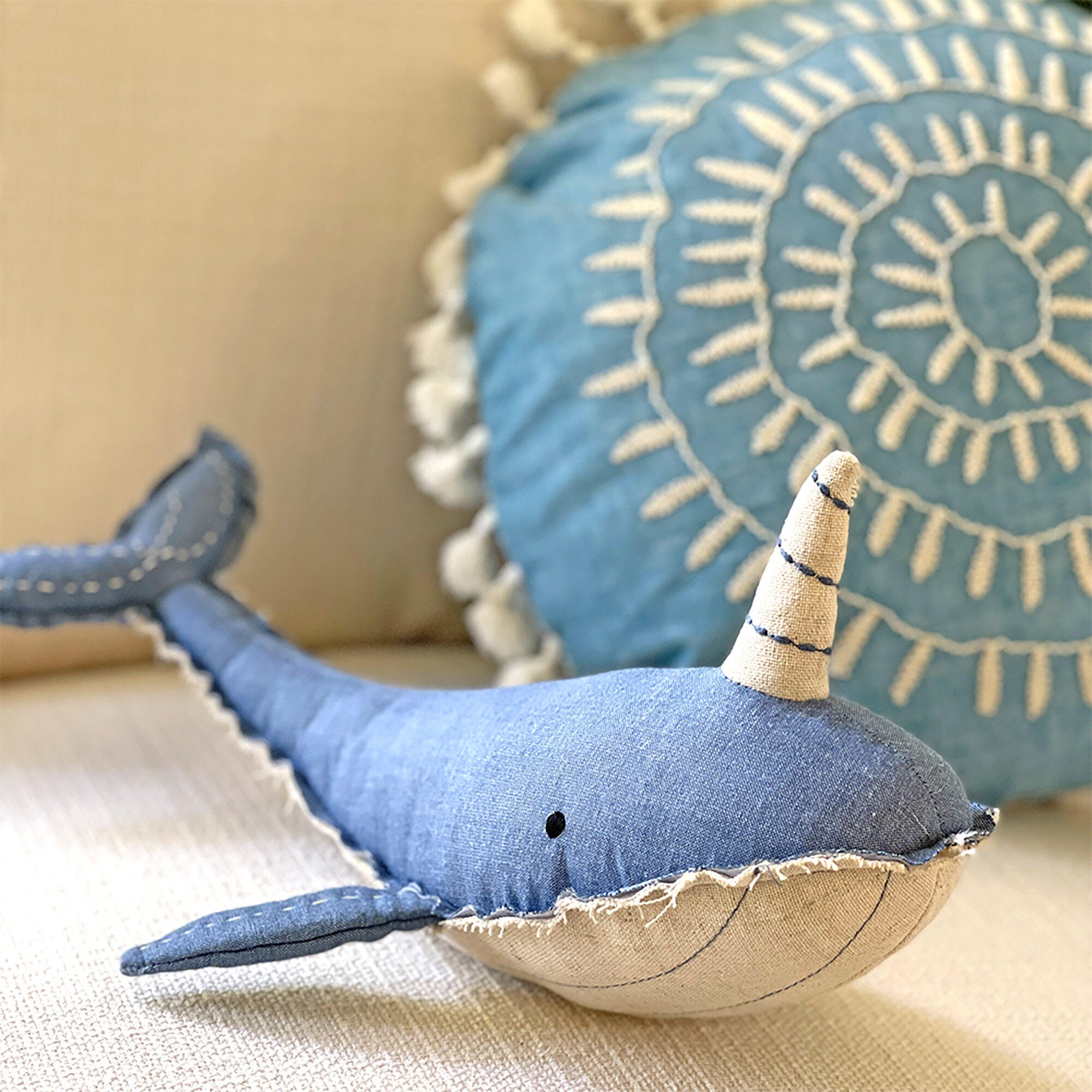 Crane Baby Caspian Narwhale Baby Plush Toy, , large