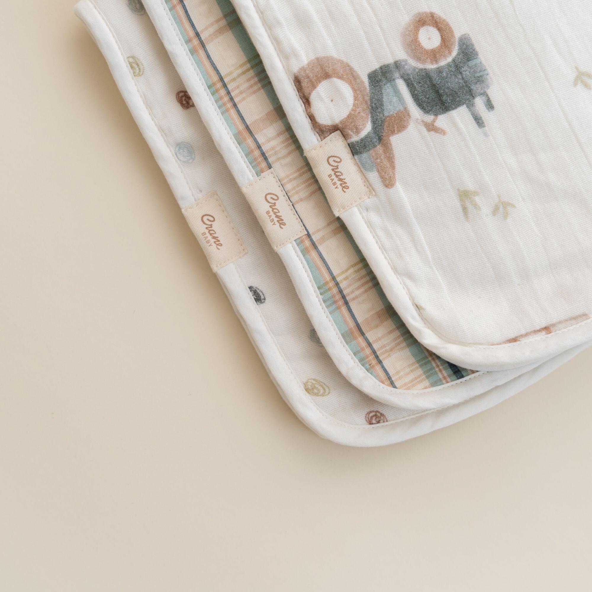 Crane Baby Charlie Burp Cloth (Set of 3), , rollover