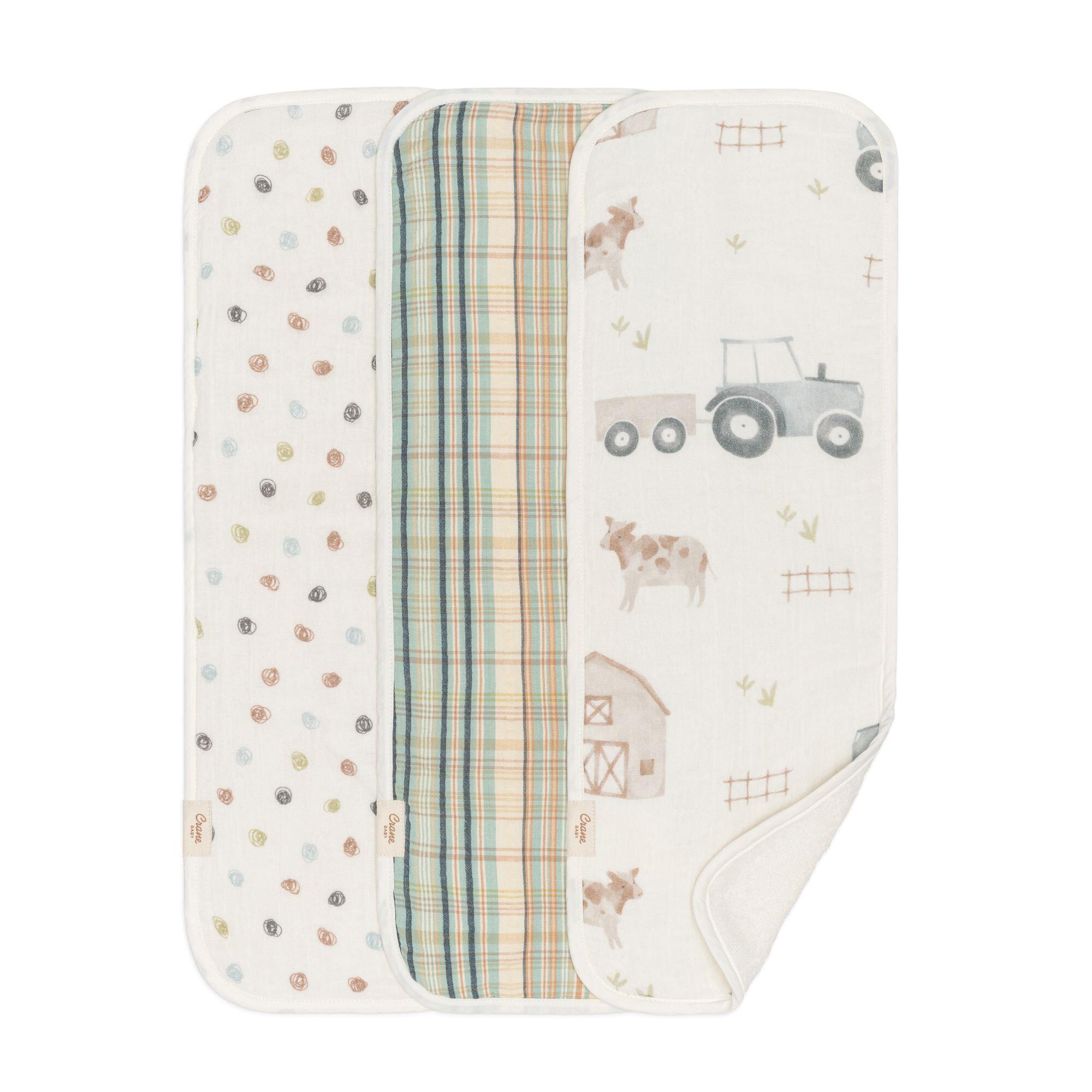 Crane Baby Charlie Burp Cloth (Set of 3), , large