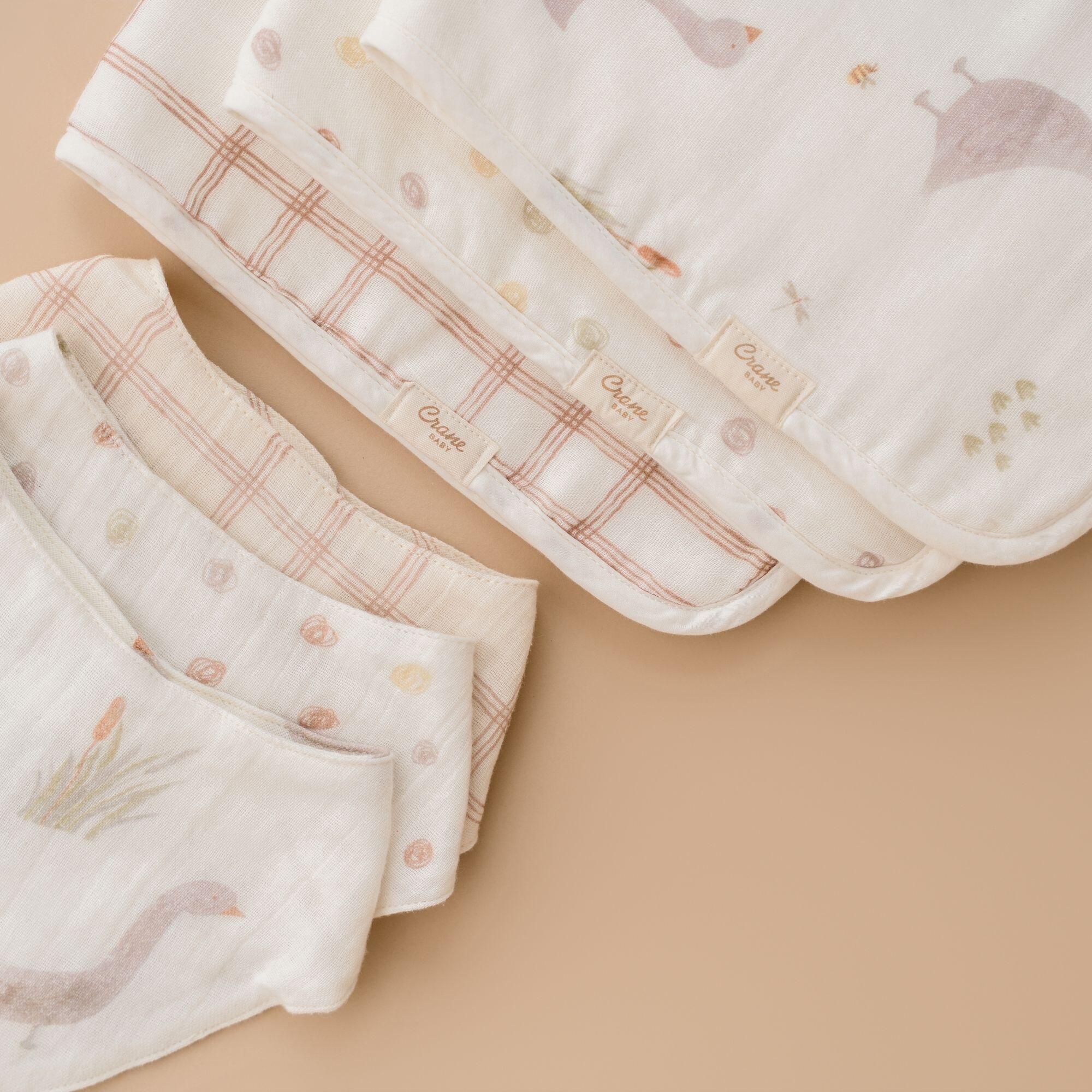 Crane Baby Charlie Goose Burp Cloth (Set of 3), , rollover