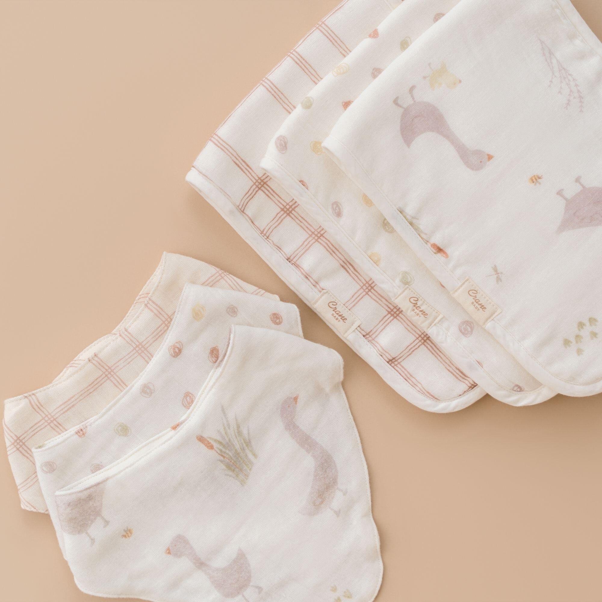 Crane Baby Charlie Goose Burp Cloth (Set of 3), , large
