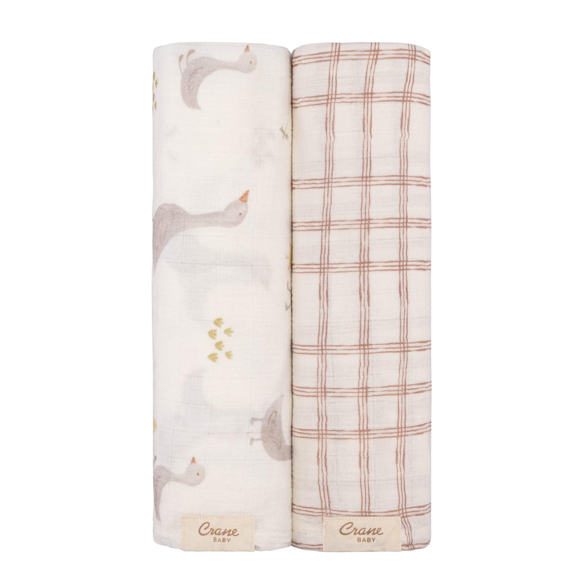 Crane Baby Charlie Goose Swaddle Wrap (Set of 2), , large