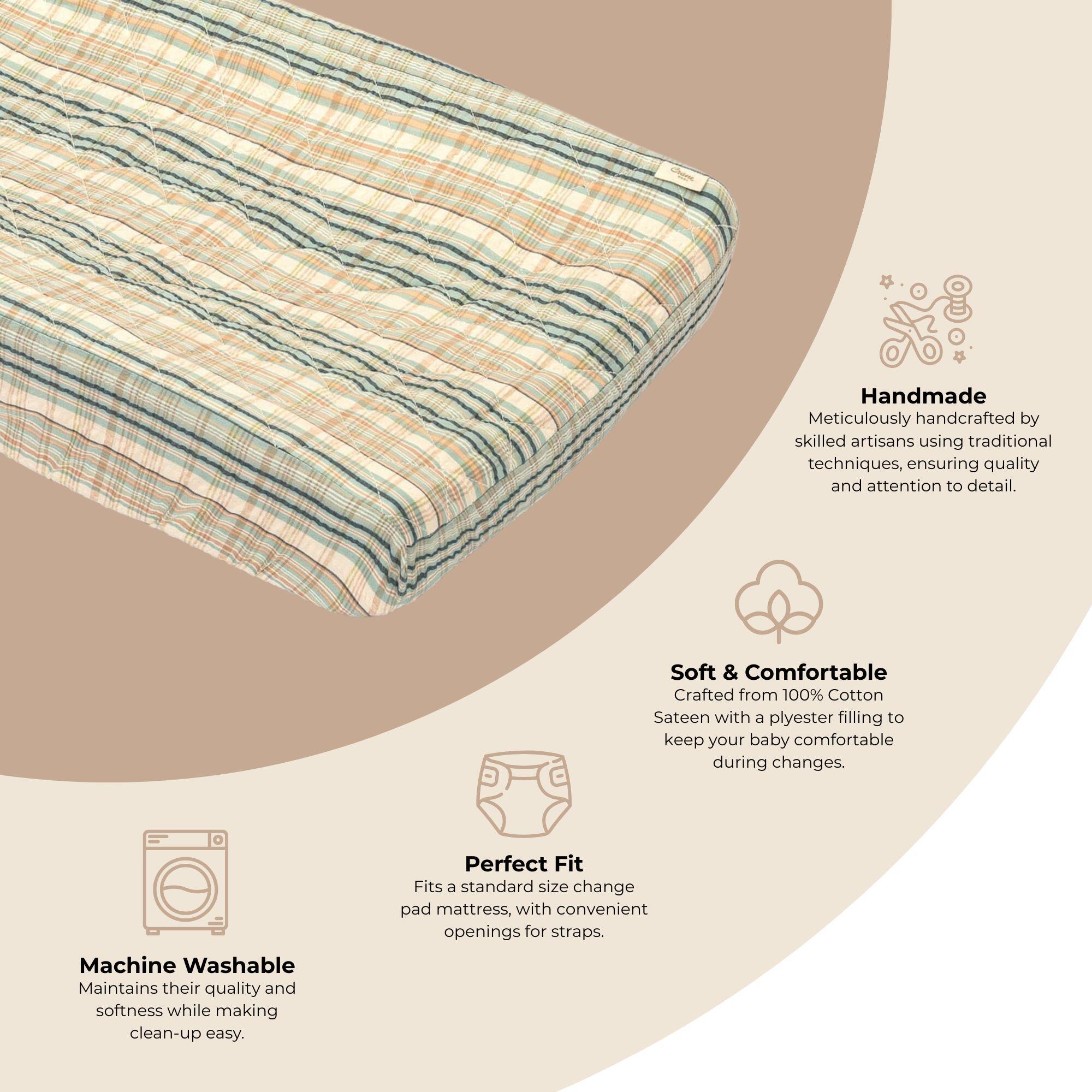 Crane Baby Charlie Quilted Changing Pad Cover, , rollover