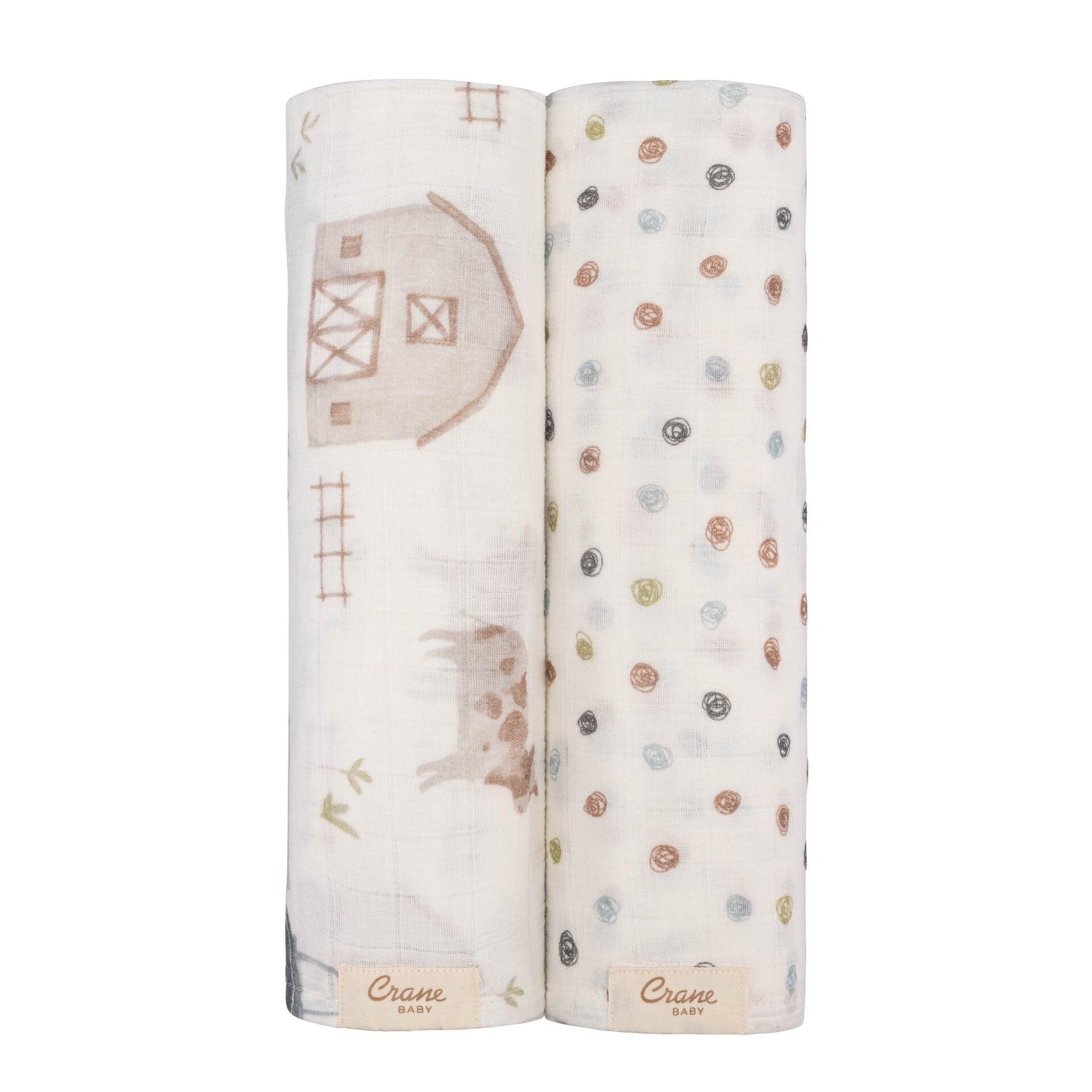 Crane Baby Charlie Swaddle Wrap (Set of 2), , large