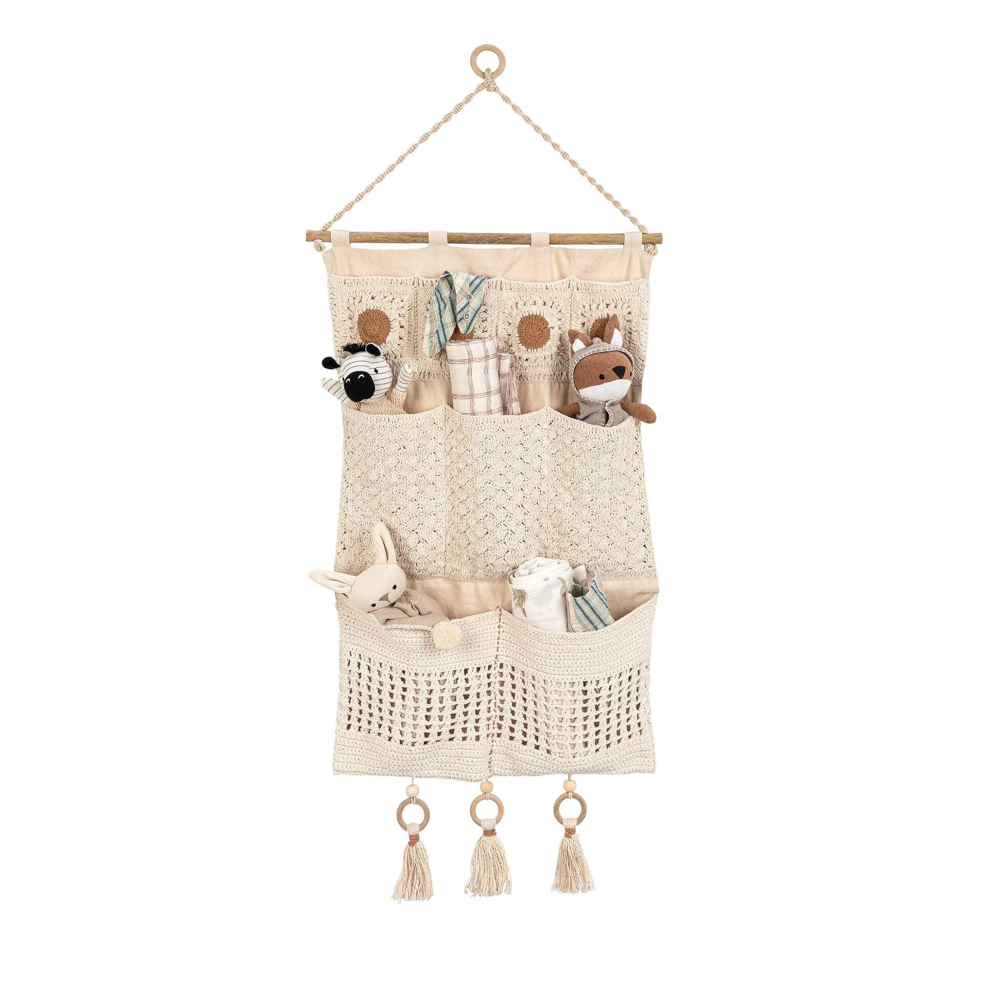 Crane Baby Charlie Wall Toy Storage Organizer with Pockets, , rollover
